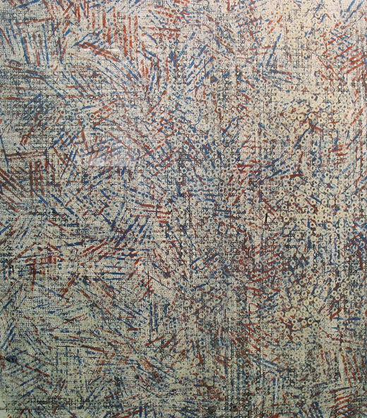 acrylic and mixed media work on paper in an abstract expressionist style