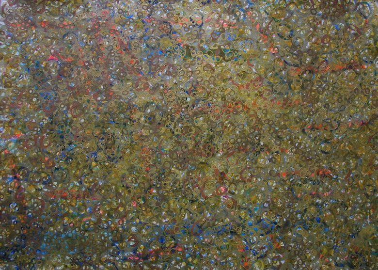 acrylic and mixed media work on paper in an abstract expressionist style