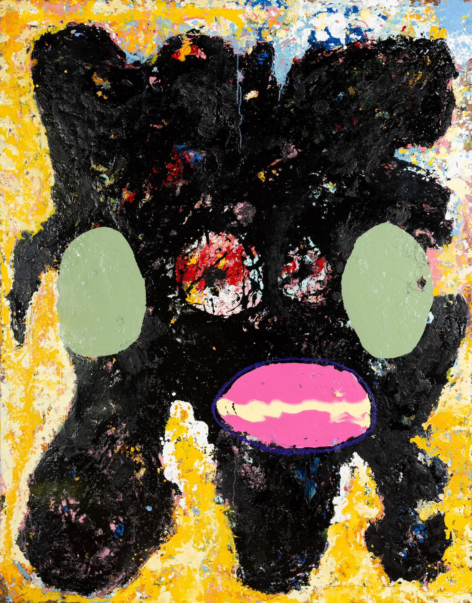 JACK KABANGU, Dark Face Painting ( Sun), 2024, mixed media on wood,266x209cm, 2024