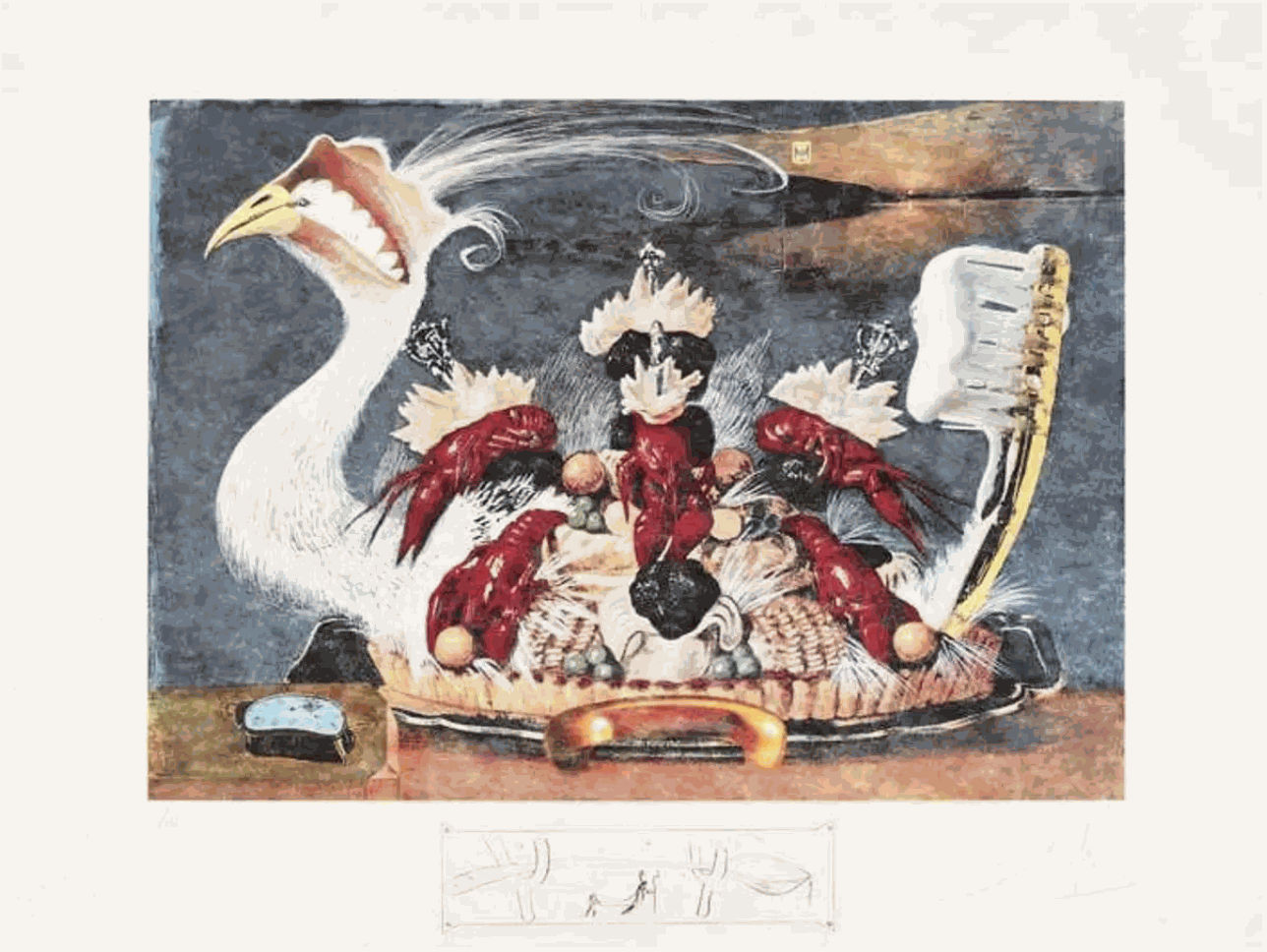 Salvador Dali Les Diners De Gala, 1977 Drypoint 20cm x 75cm Edition of 395