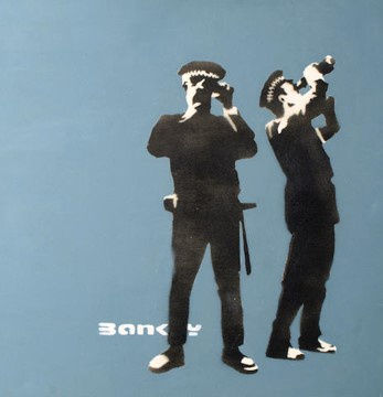 Avon And Somerset Constabulary, 2001 Acrylic and spray-paint stencil on canvas 61cm x 61cm