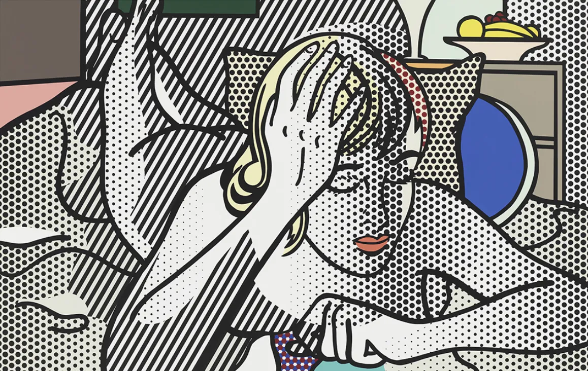ROY LICHTENSTEIN Thinking Nude, 1994 Relief print in colors on Rives paper Sheet: 42 ¼ by 62 in Edition of 40; plus 12 AP, 1 RTP, 1 PPI, 1 PPII, 1 TGLimp, 1 A, 1 C Price: Contact for Pricing