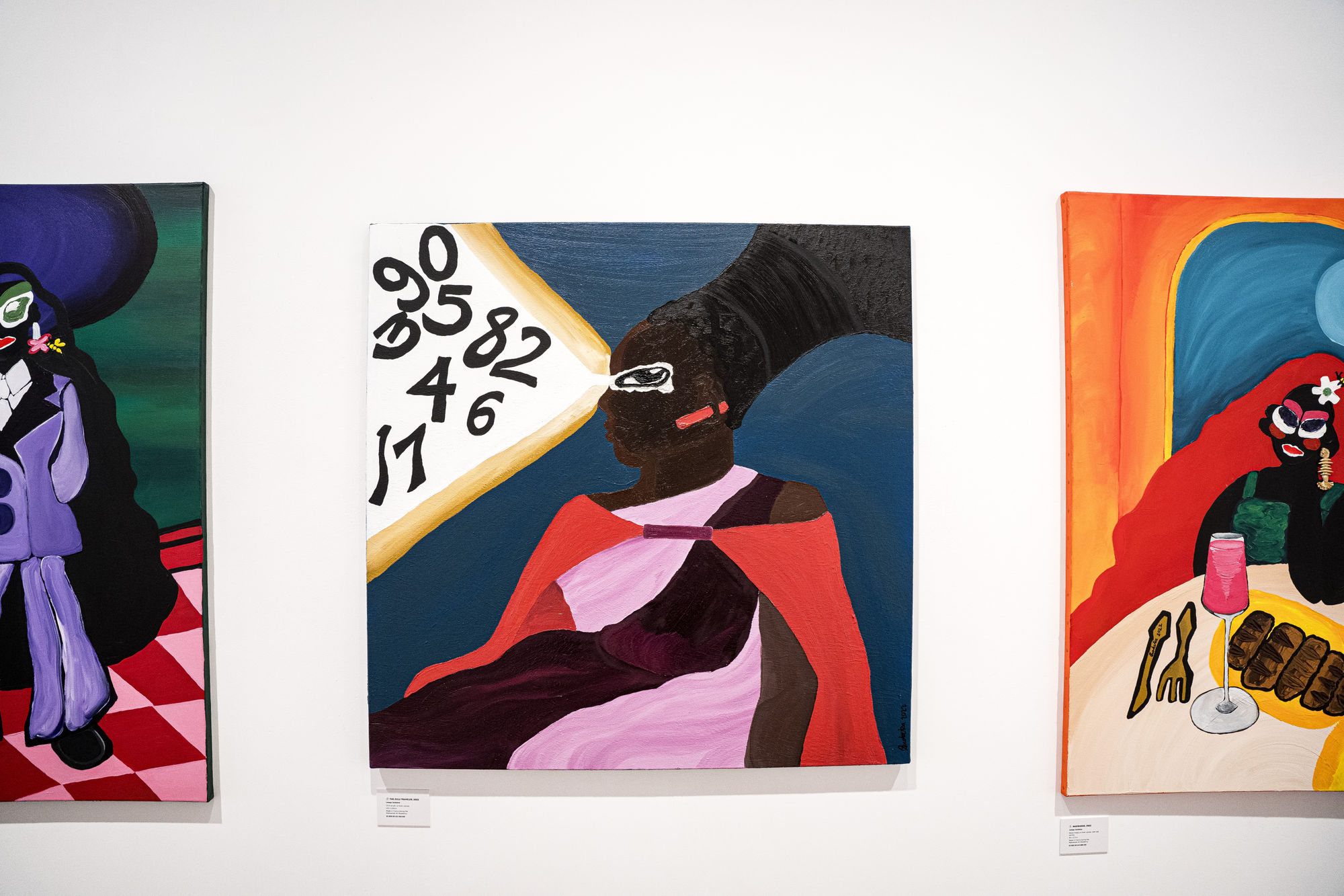 Installation view of Dualities : Women's Empowerment in Africa at the Bernard Jacobson Gallery in Mayfair, London