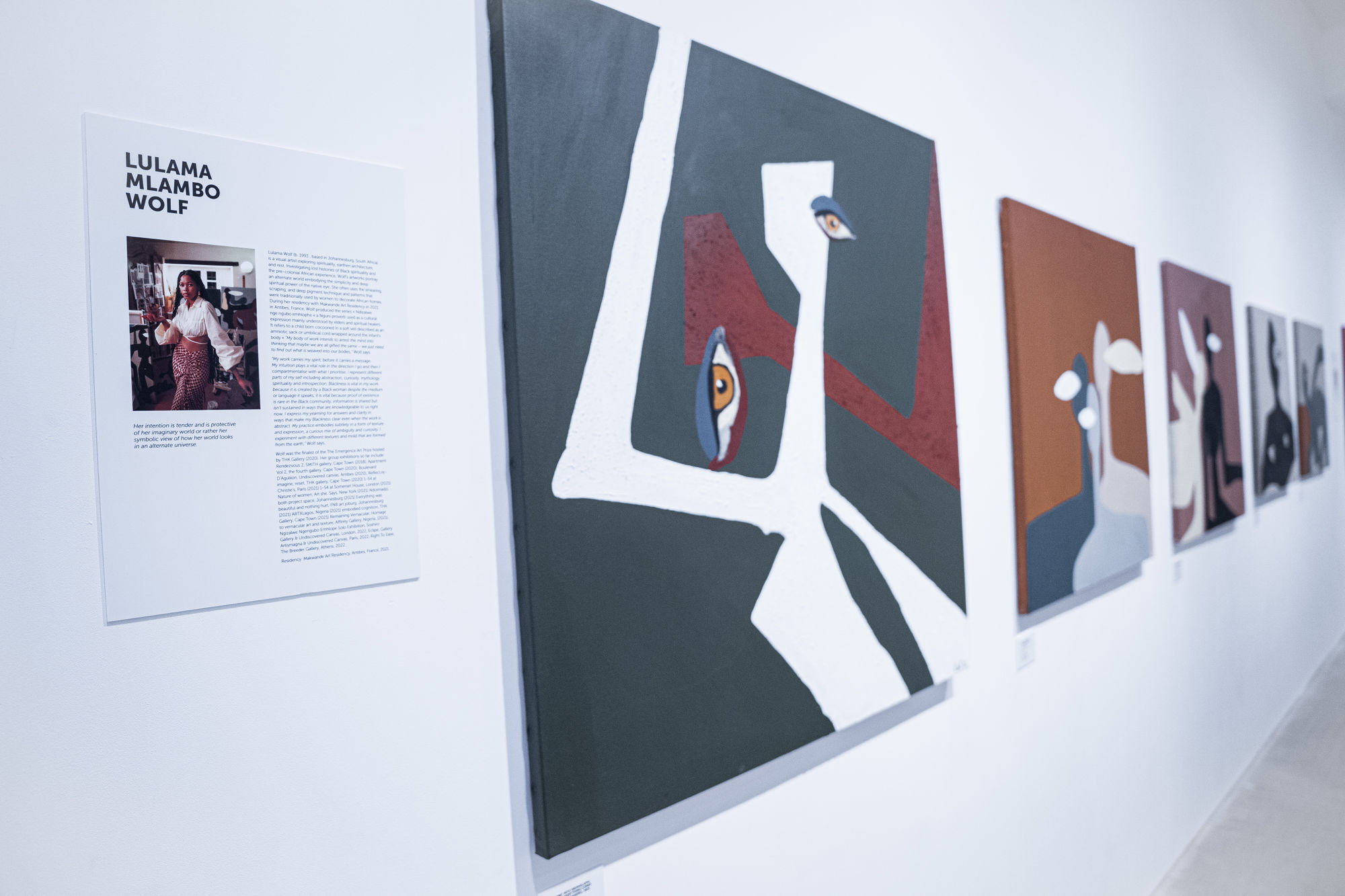 Installation view of Dualities : Women's Empowerment in Africa at the Bernard Jacobson Gallery in Mayfair, London