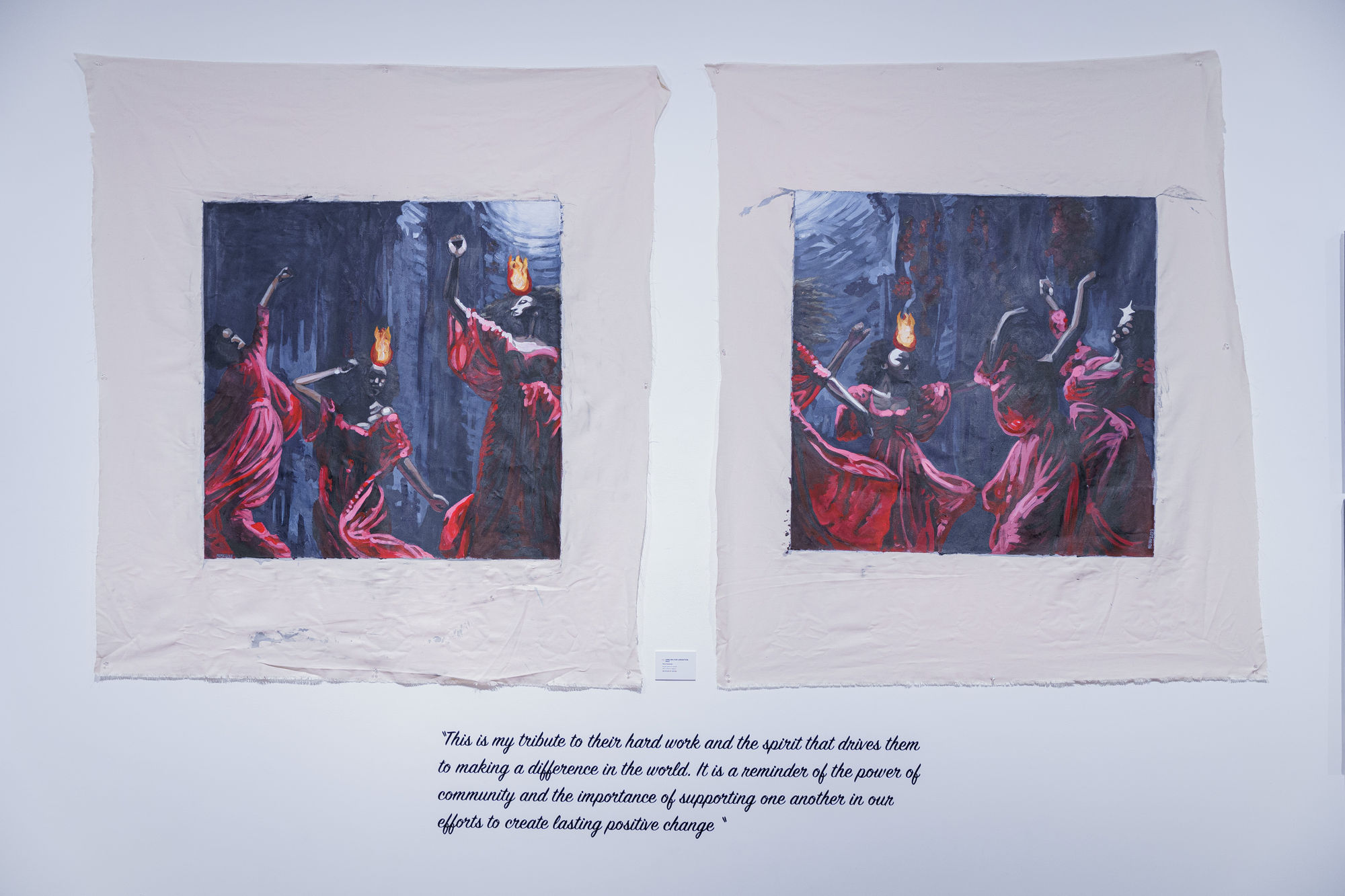 Installation view of Dualities : Women's Empowerment in Africa at the Bernard Jacobson Gallery in Mayfair, London