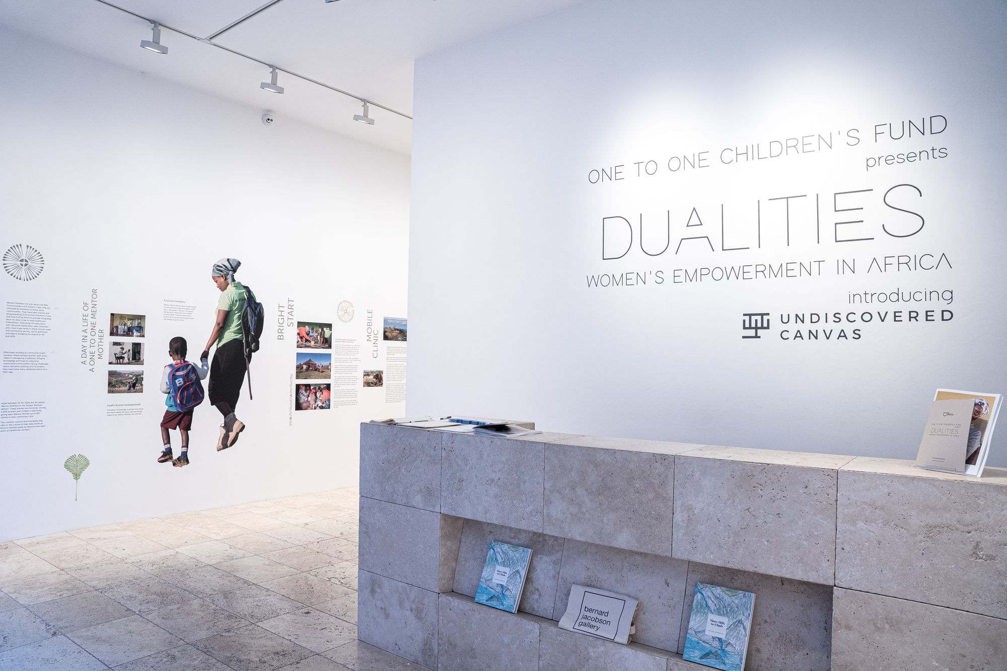 Installation view of Dualities : Women's Empowerment in Africa at the Bernard Jacobson Gallery in Mayfair, London