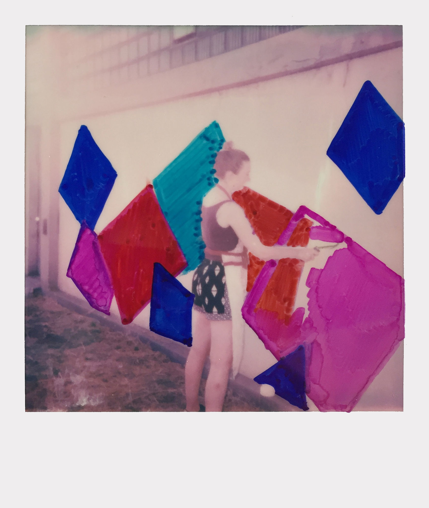 One of One (The Artist at Work), 2018 Polaroid with hand colouring