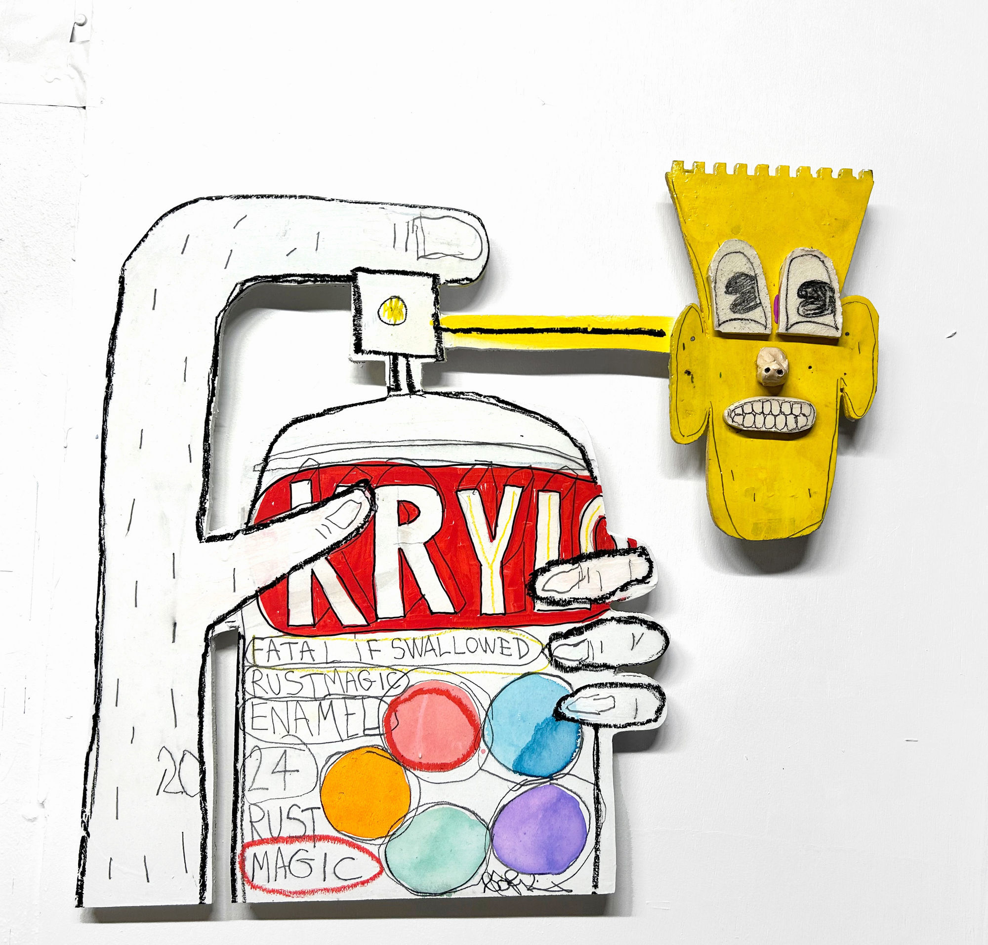 KRYLON BART, 2024 60 x 57 cm acrylique sur bois et céramique acrylic on wood and ceramic