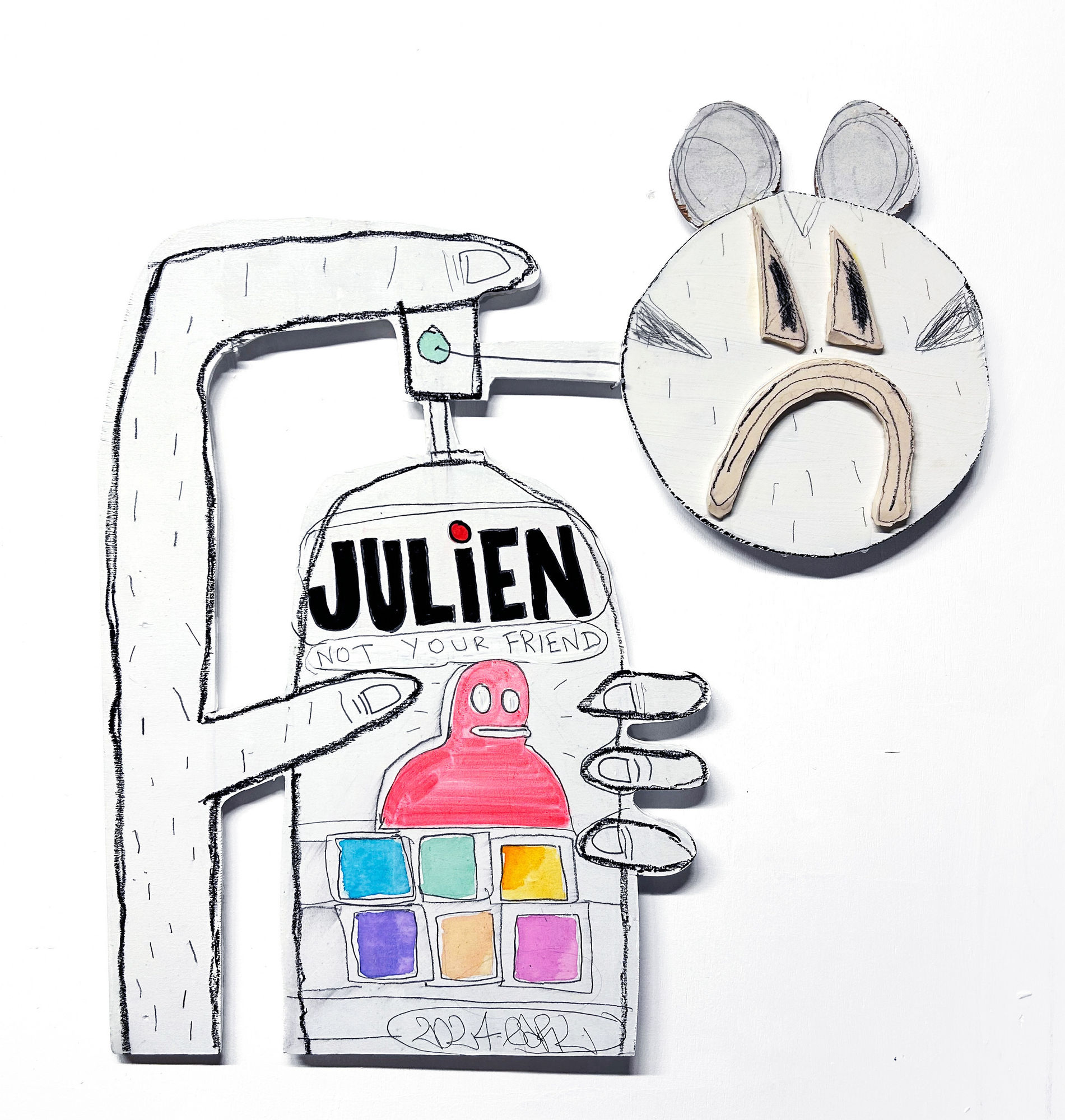 JULIEN TIGRE, 2024 66 x 61 cm acrylique sur bois et céramique acrylic on wood and ceramic