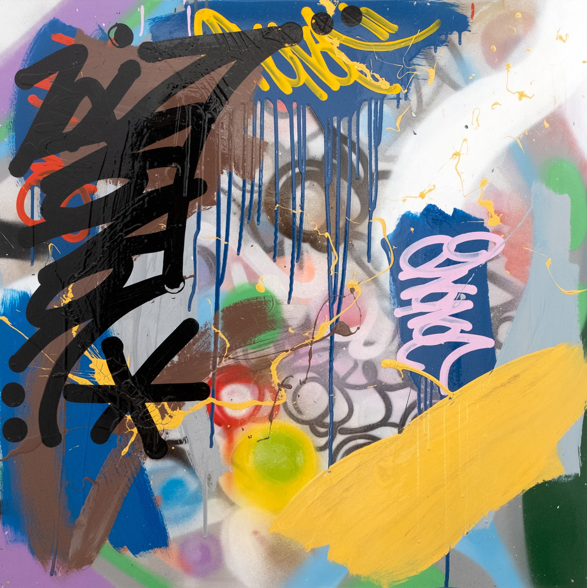 IT’S GOING TO BE GOOD 90 x 90 cm, 2023 acrylique, spray et encre sur aluminium acrylic, spray paint and ink on aluminium