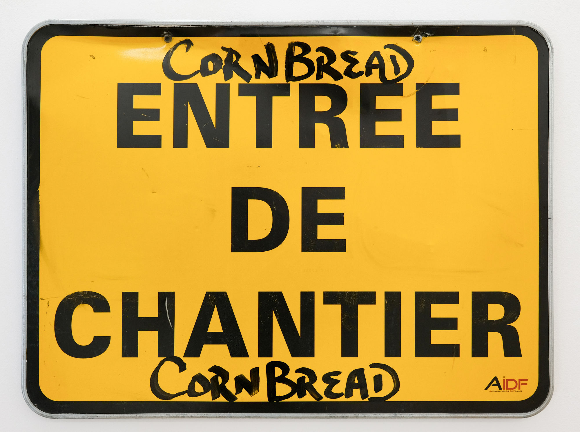 "Cornbread entrée de chantier" 60 x 80 cm / 2025 acrylique sur panneau en métal acrylic on metal board prix / price : 1100 euros