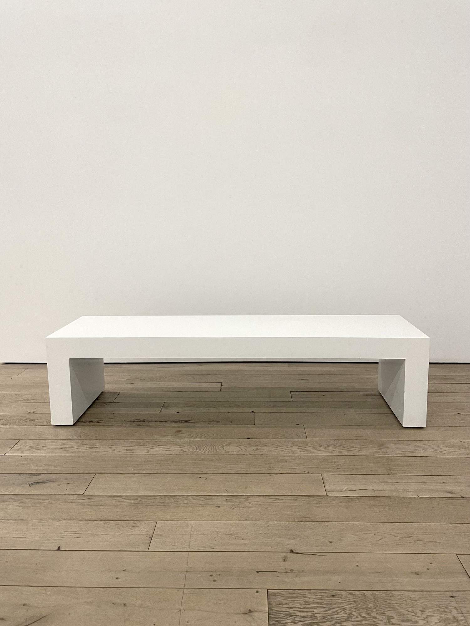 Olivier Mosset bench, 2024 steel and automotive grade white paint 140 lb (63.5 kg) 82 x 20 x 18 in 208.3 x 50.8 x 45.7 cm (MO_25_009)