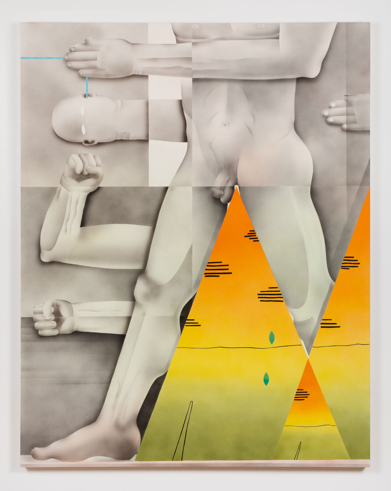 Lindsay Burke Untitled (man), 2018 verso Acrylic and pastel on paper, mounted on panel 70 x 55 inches