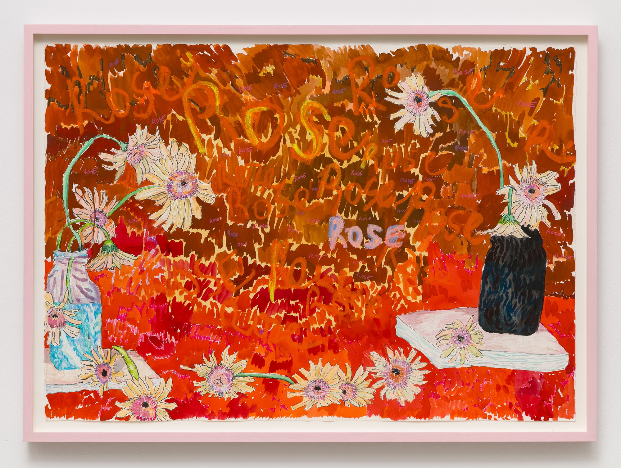 Alex Chaves Roses, 2016 Ink, paint, colored pencil, and marker on paper 33 1/2 x 44 3/4 in 85.1 x 113.7 cm