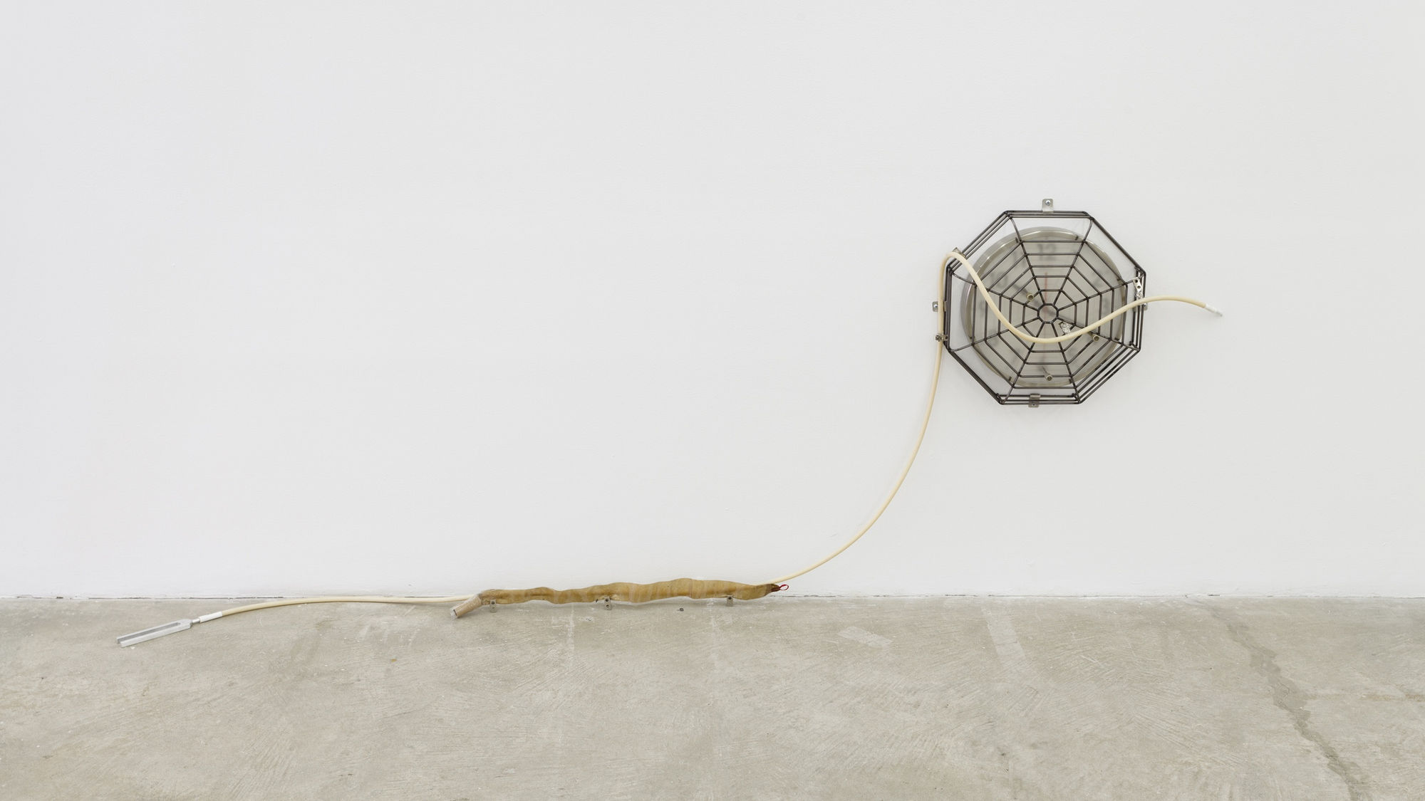 Jesse Stecklow Untitled (10:19:30), 2014 clock parts, clock guard, Carbograph 5 air samplers, hardware 14 x 14 x 4 inches