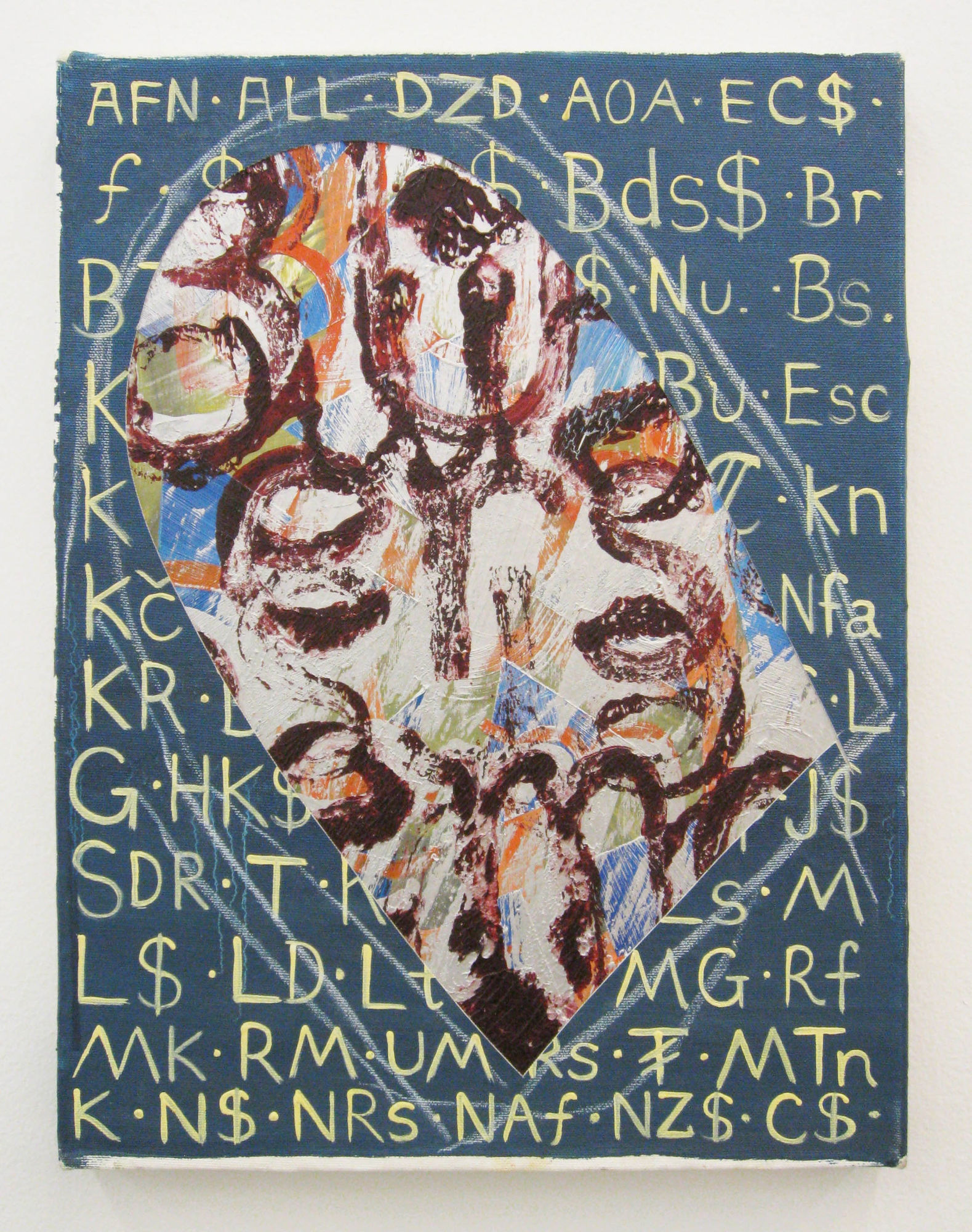 Andy Cross Capital Commandment, 2012 oil on collaged canvas 16 x 12 inches