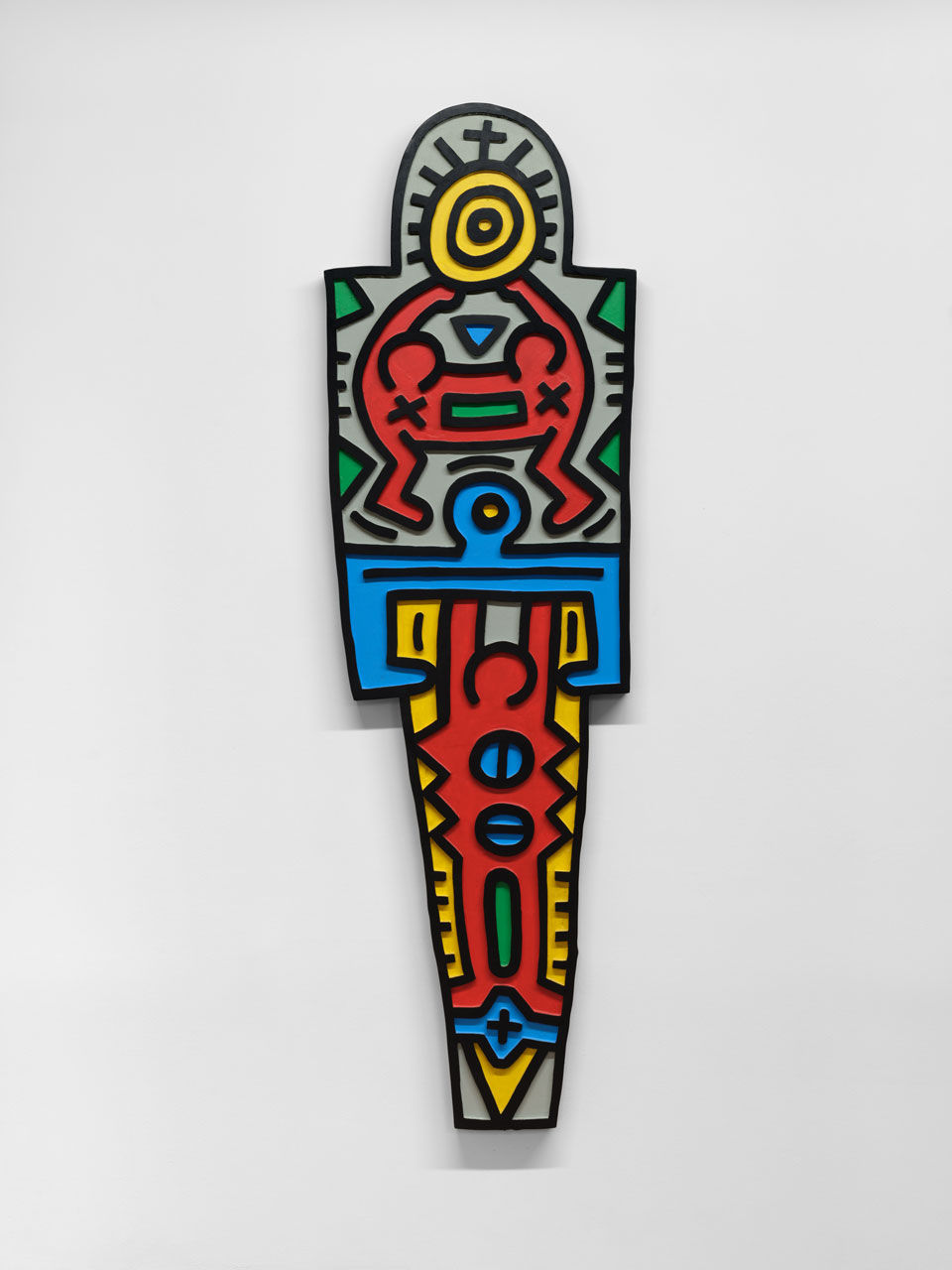 Keith Haring Totem, 1988-89 Carved plywood painted with enamel in colors 72 x 22 x 2 in 182.9 x 55.9 x 5.1 cm (KH_329)
