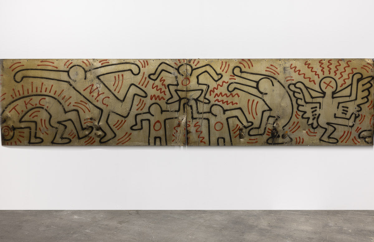 Keith Haring Untitled (FDR #5/#6), 1984 Spray enamel on sheet metal 48 x 204 3/4 in | 122 x 520.1 cm (KH_302)