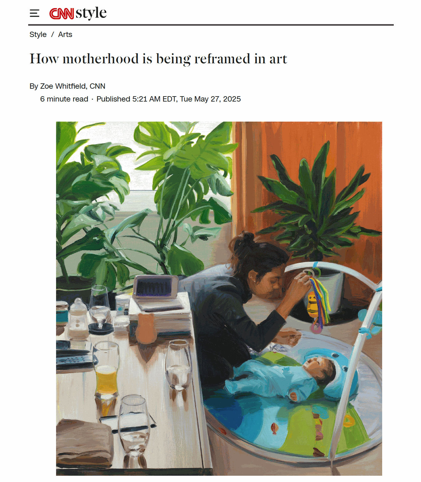CNN Style, How motherhood is being reframed in art, 27 May 2025 Read Here