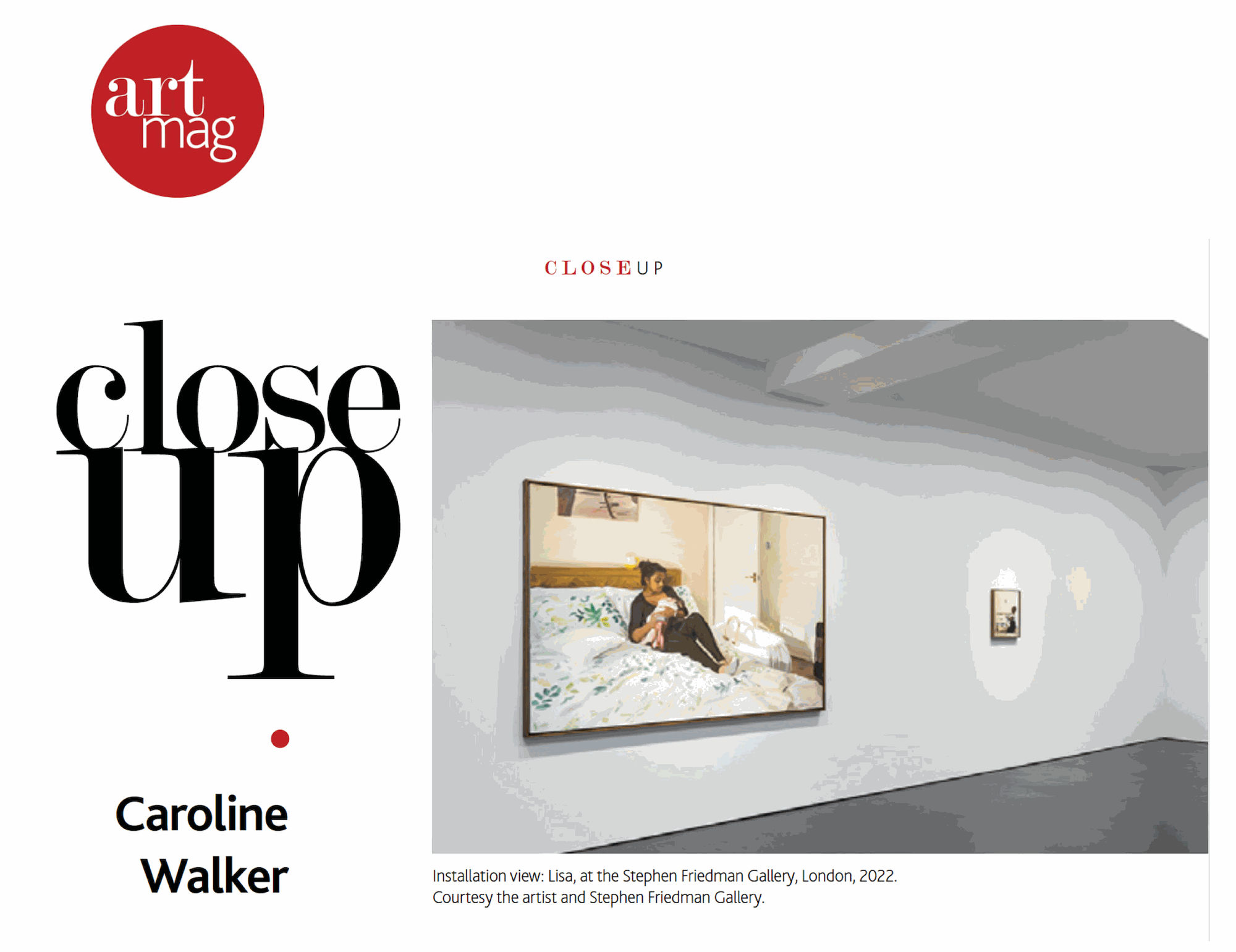 Art Mag, Close Up: Caroline Walker, 2 May 2025 Read Here