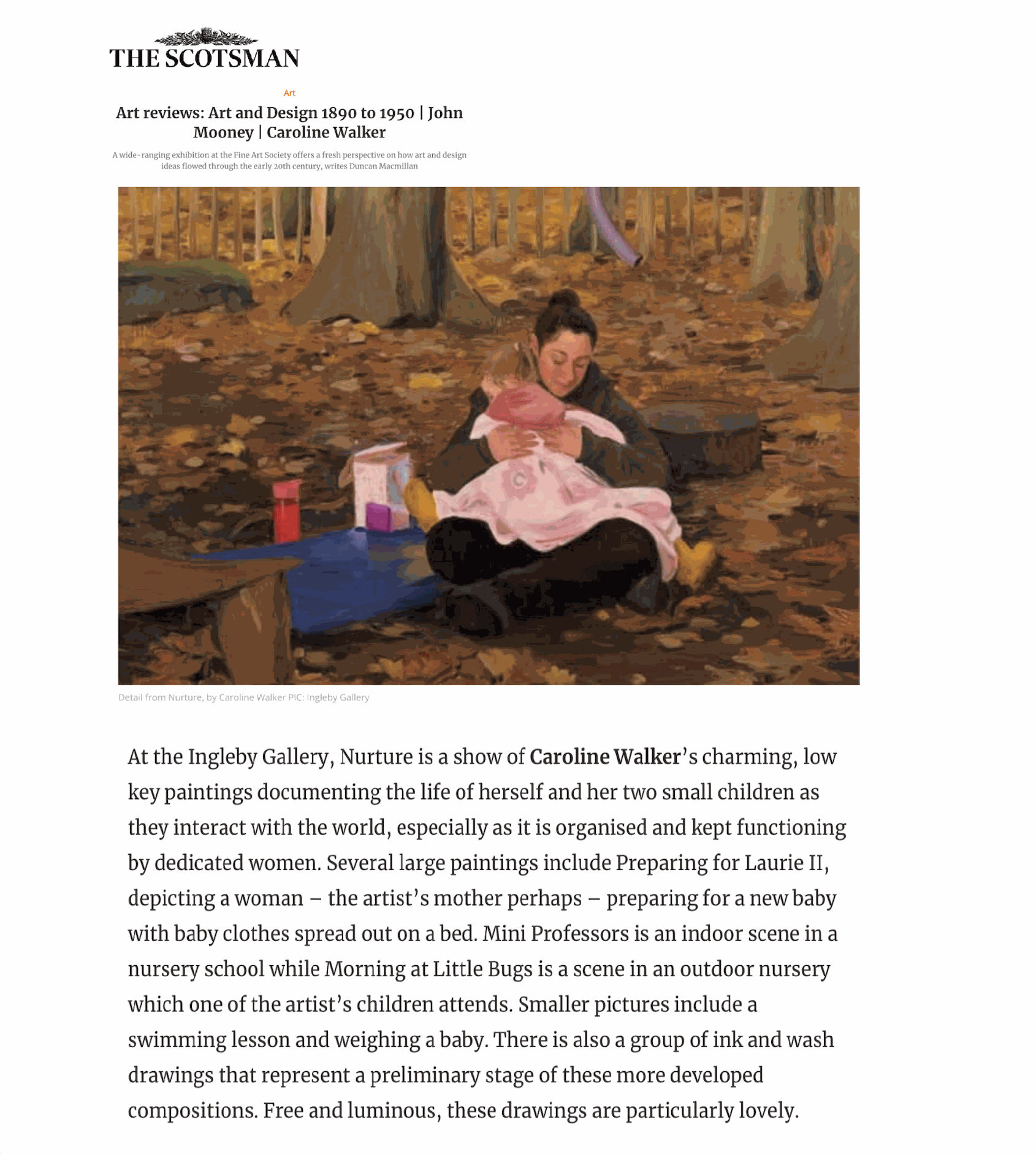 The Scotsman, Art reviews: Art and Design 1890-1950 / John Mooney / Caroline Walker, 22 March 2024 Read Here