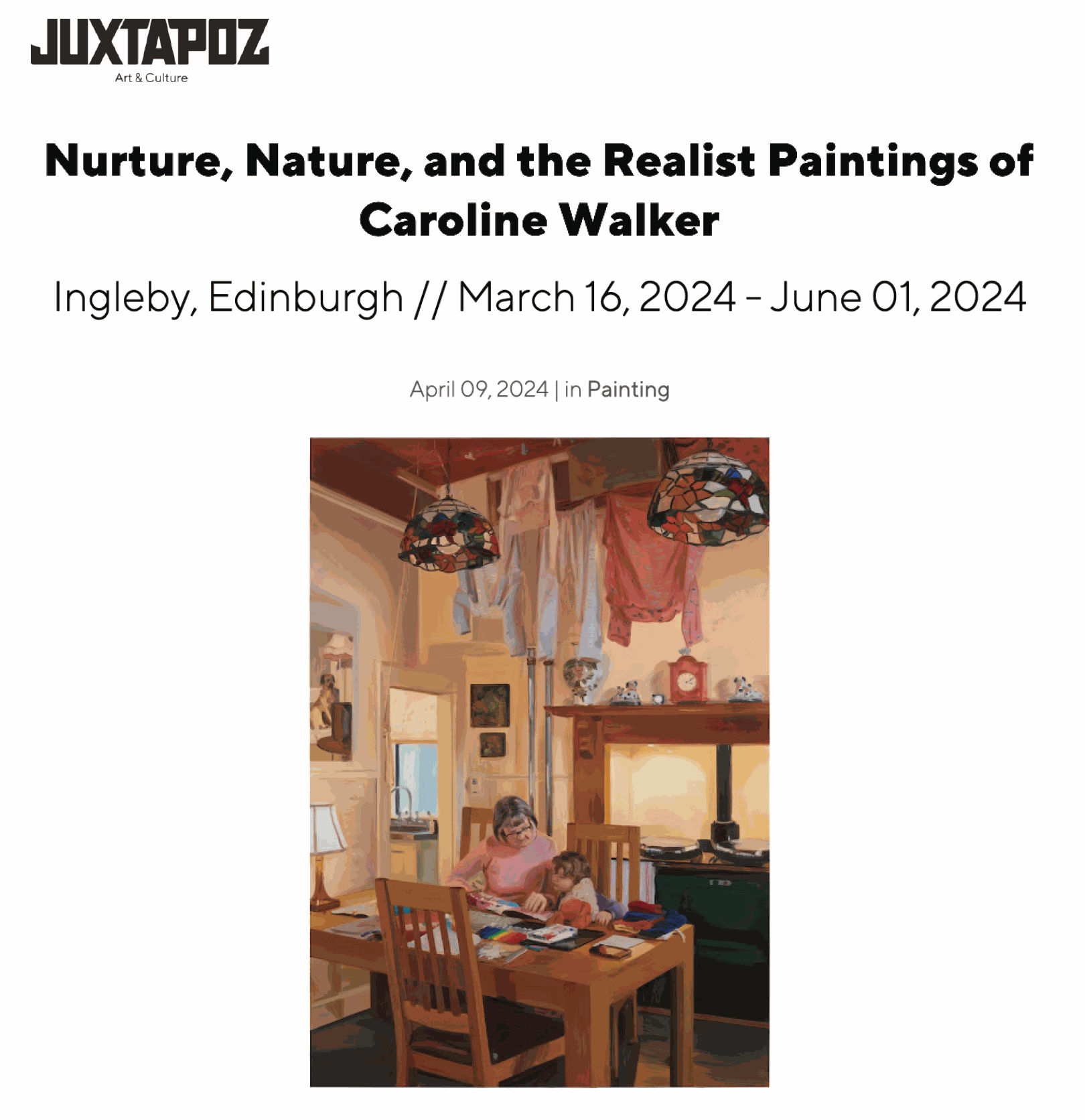 Juxtapoz, Nurture, Nature, and the Realist Paintings of Caroline Walker, 9 April 2024 Please request a PDF copy, here