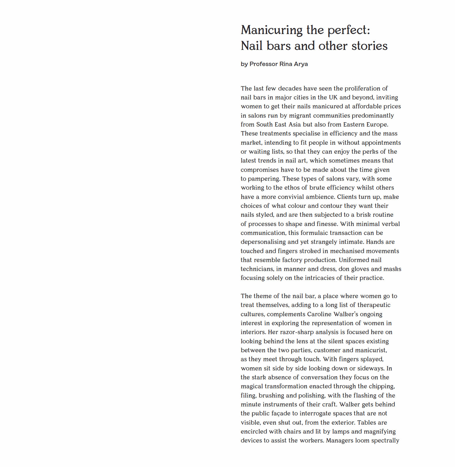 Rina Arya, Manicuring the Perfect: Nail bars and other stories, 2018 Request Here © Rina Arya