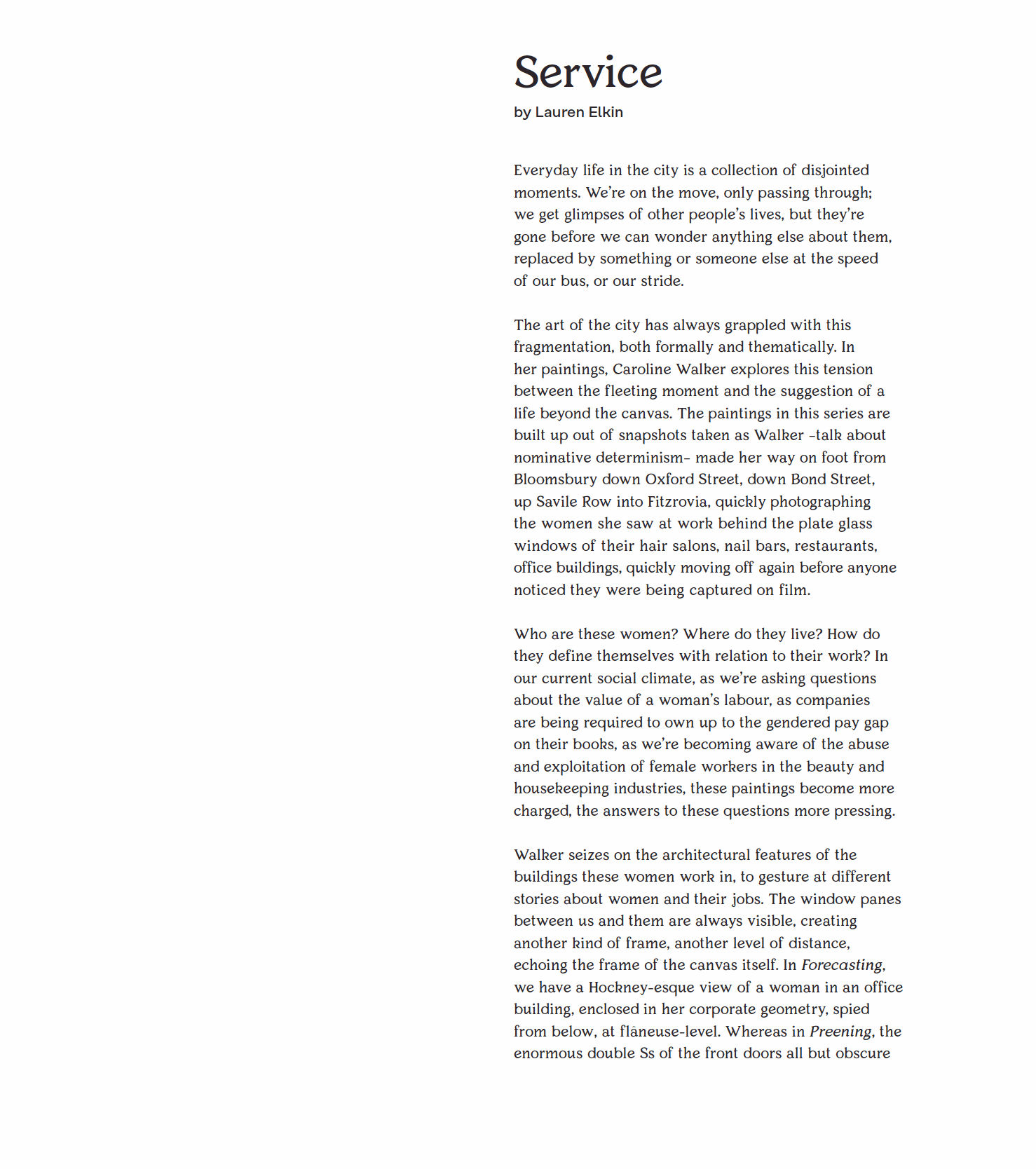 Lauren Elkin, Service, 2018 Request Here © Lauren Elkin