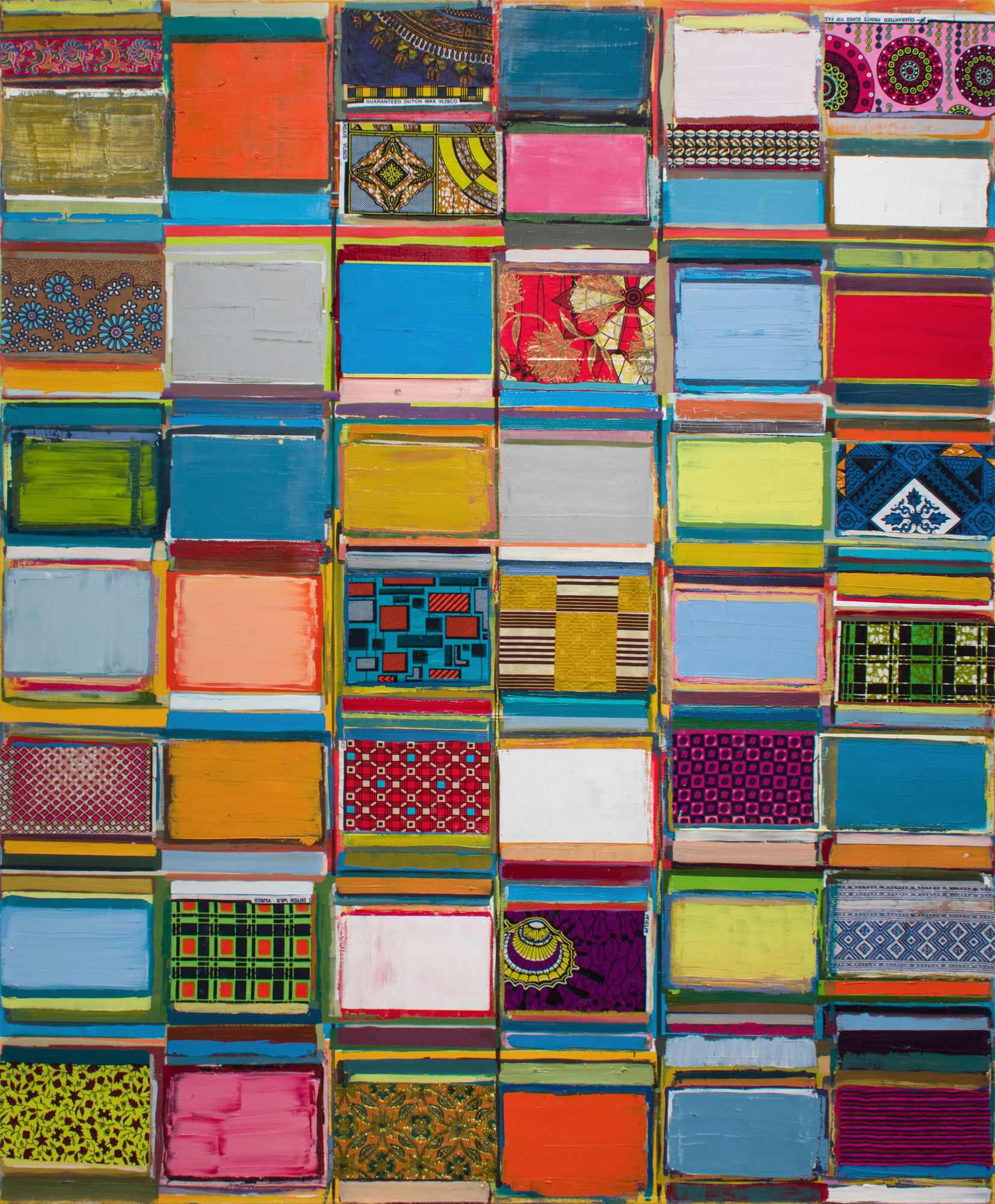 Tegene Kunbi All that you give 2022 Oil on canvas with textile 200 × 165 cm