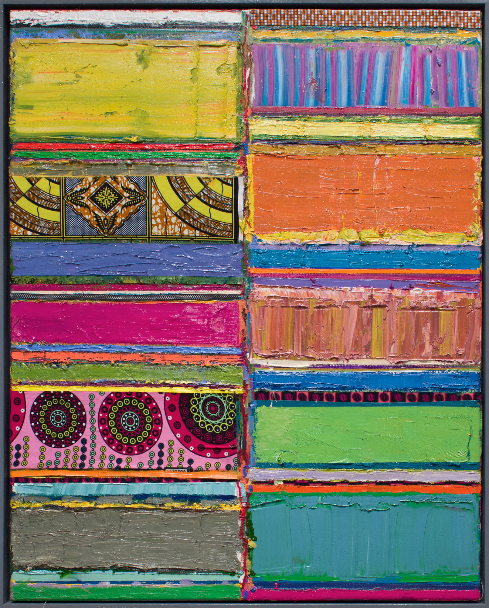 Tegene Kunbi Untitled 2022 Oil on canvas with textile 100 × 80 cm