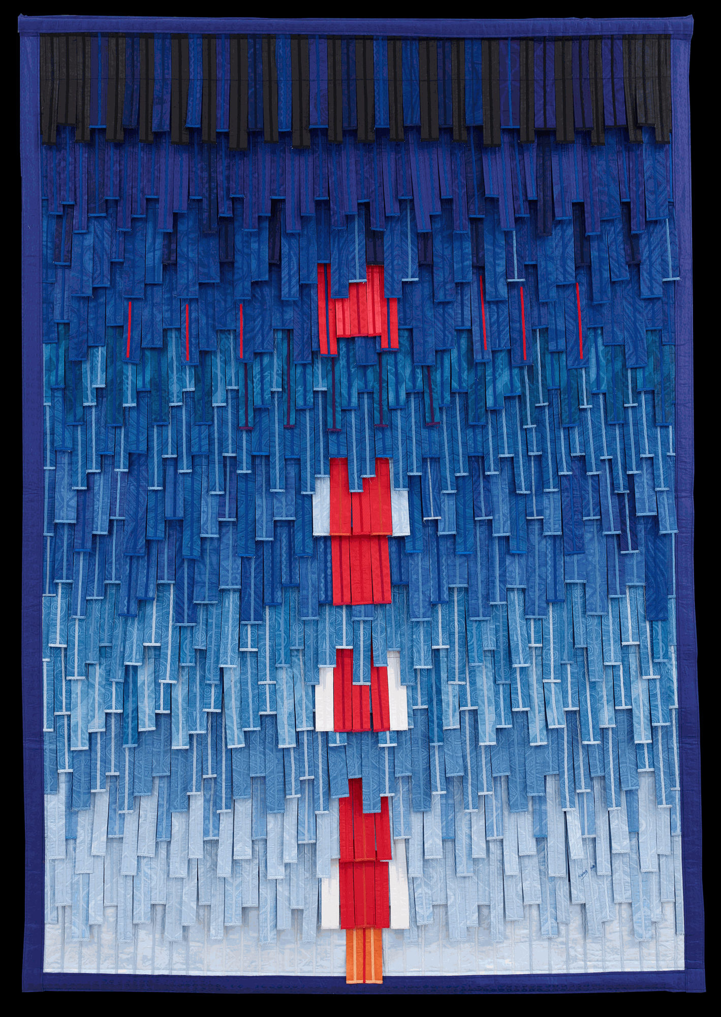 Abdoulaye Konaté Bleu, rouge, orangé et blanc 2019 Textile 274 × 190 cm