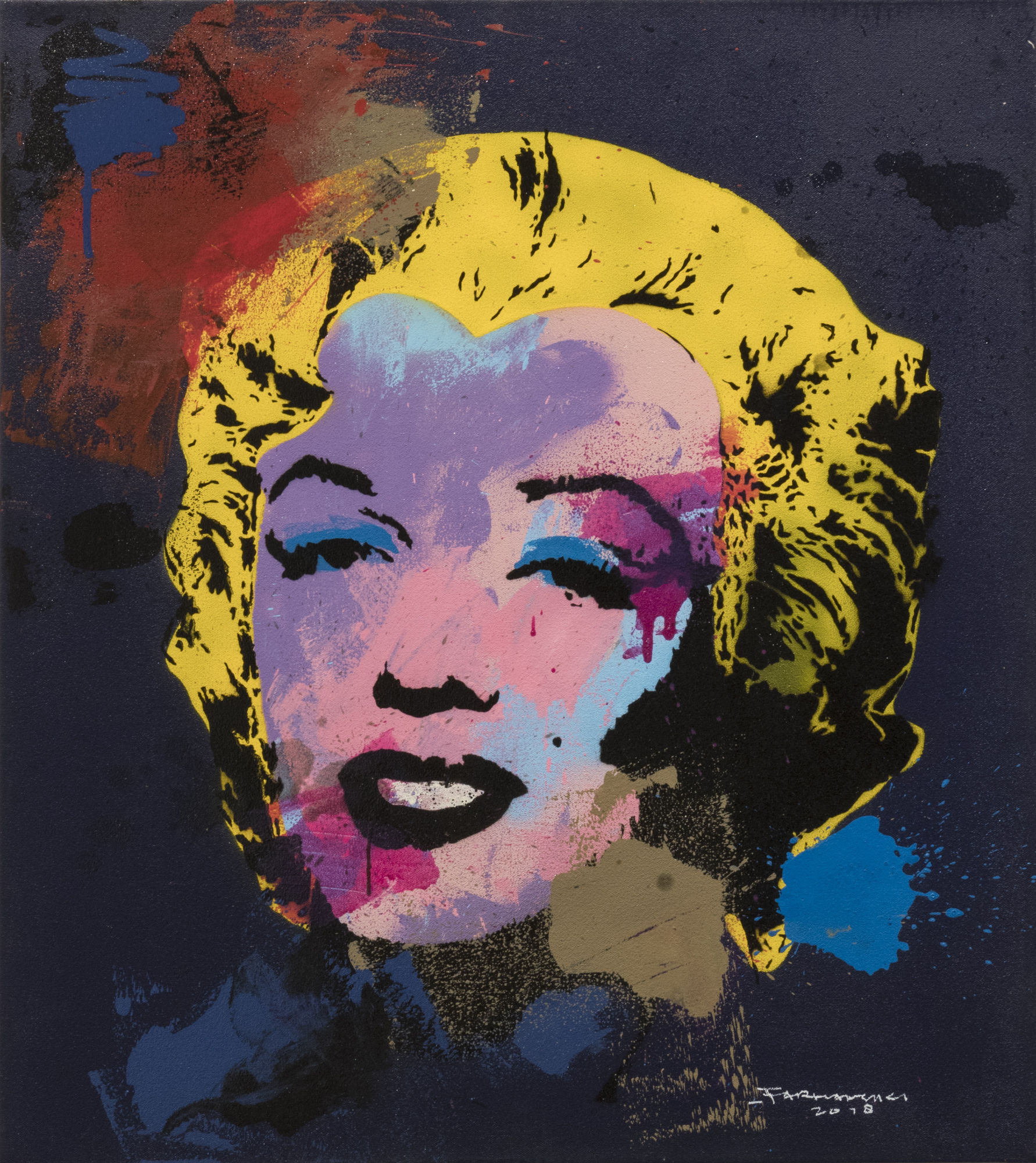 Farhan Siki Splashing Marylin No.2 2018 Spray paint on canvas 86,5 &times; 76,5 cm