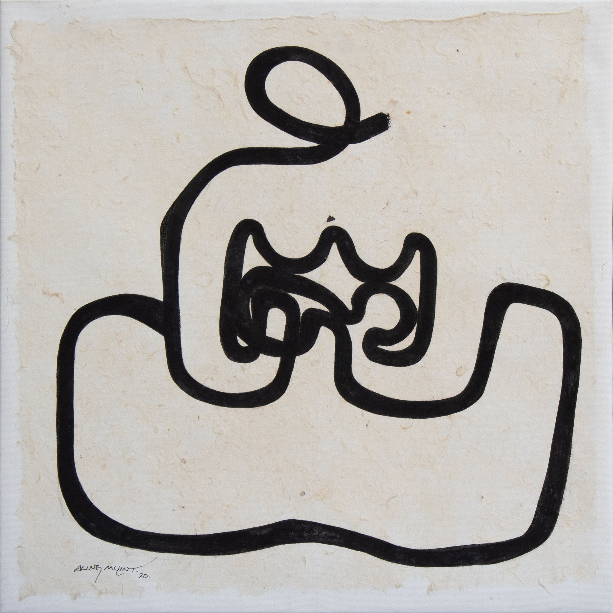 Mother & Child (2020) Acrylic on shan paper on canvas 56x56cm