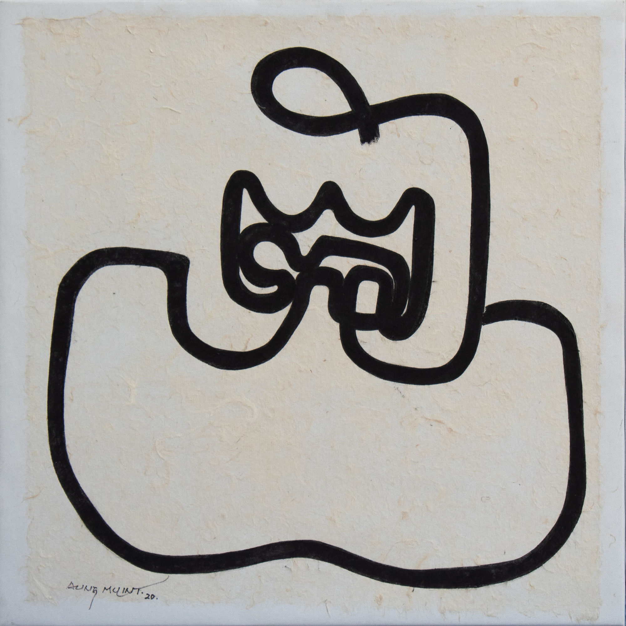 Mother & Child (2020) Acrylic on shan paper on canvas 56x56cm