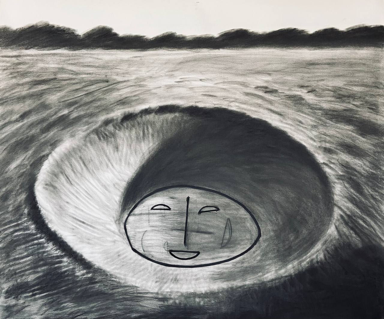 Nikita Kadan Crater, 2025 charcoal on paper 120 х 150 сm 47 ¹/₄ x 59 ¹/₁₆ in