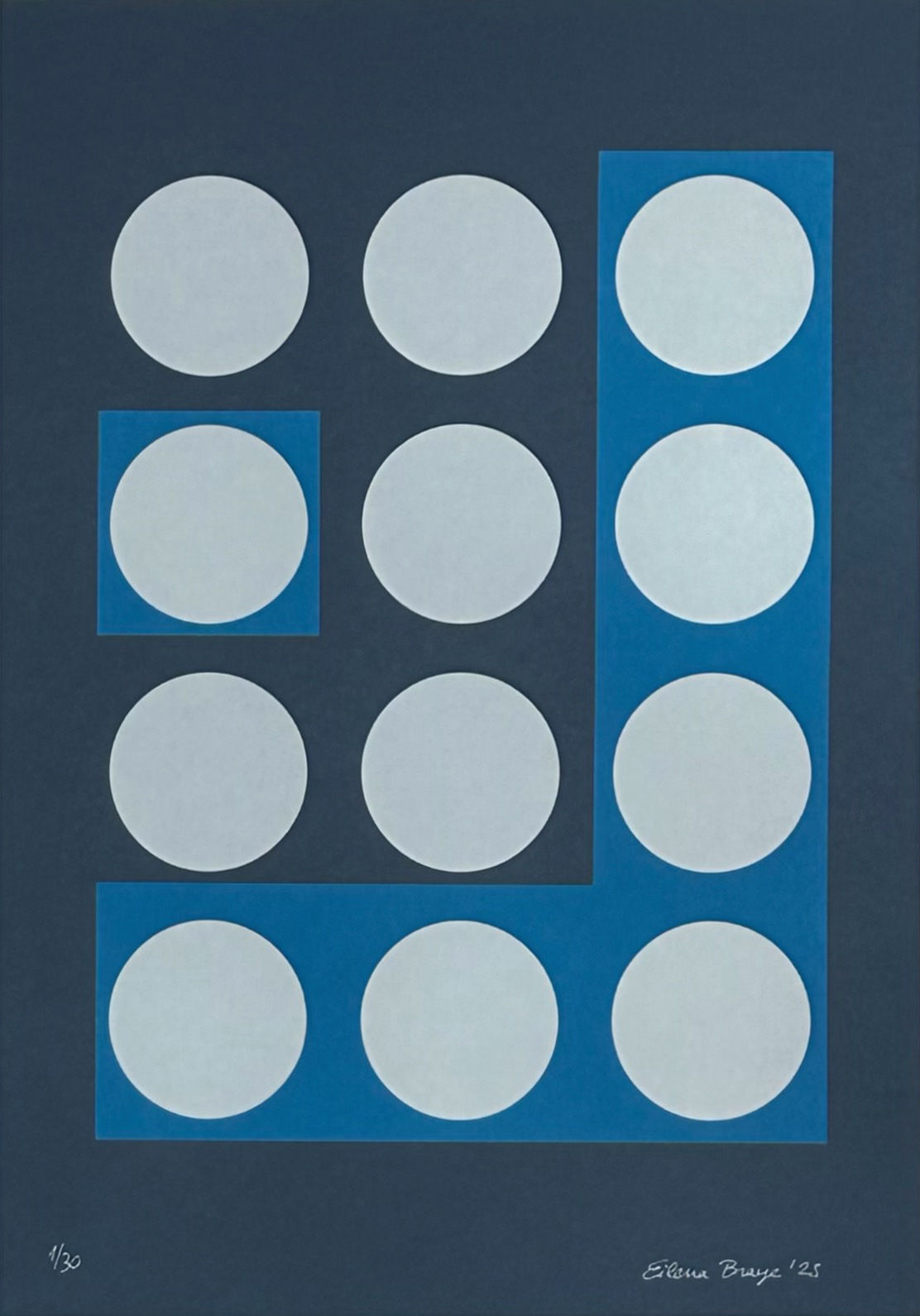 Eilena Braye DATA BLUE Hand-pulled silkscreen on 350 g/m² fine-art paper 42 x 29.7 cm (A3) Signed & numbered Edition of 30