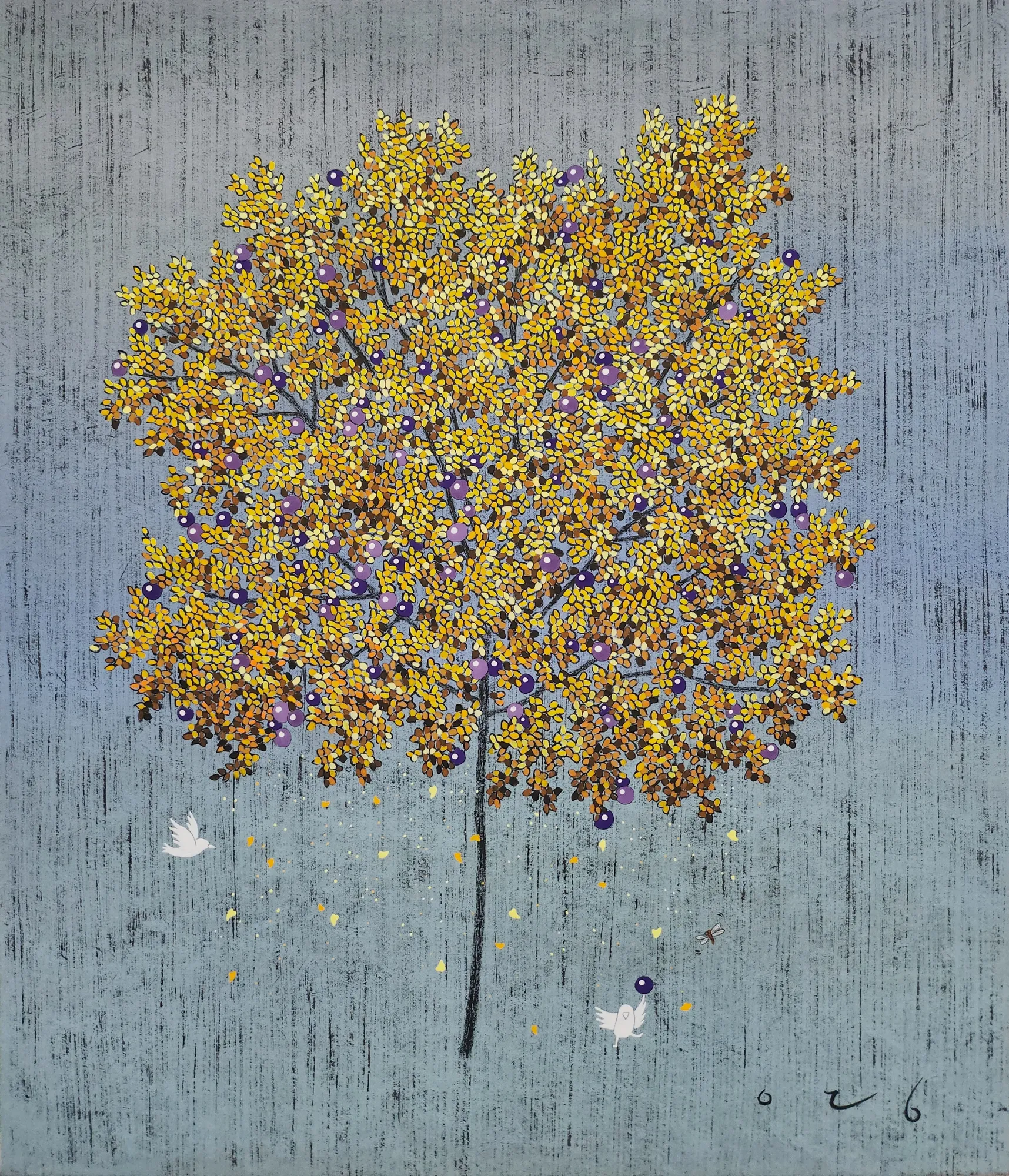 Youngji Lee Hey! Look at Me, 2025 Powdered color on Korean paper 53 x 45cm