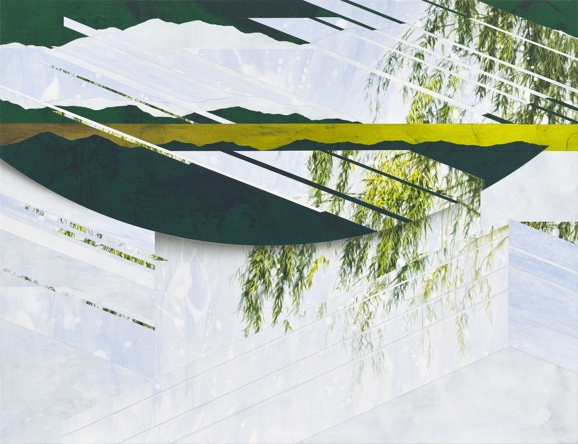 이상덕 행인 2024 65.1x50cm 한지에 먹, 아크릴, 콜라주