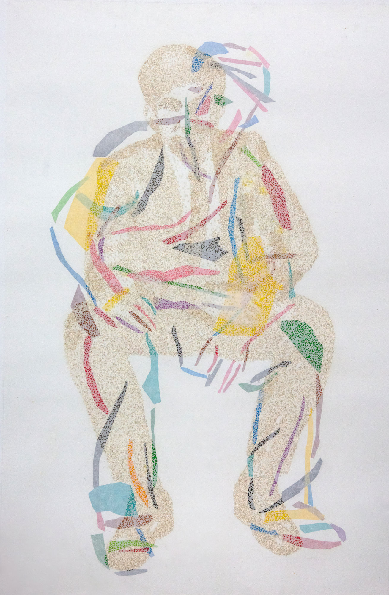 다른 시선의 관객 1 2025 92 x 130 cm Incense, Mixed media on hanji paper