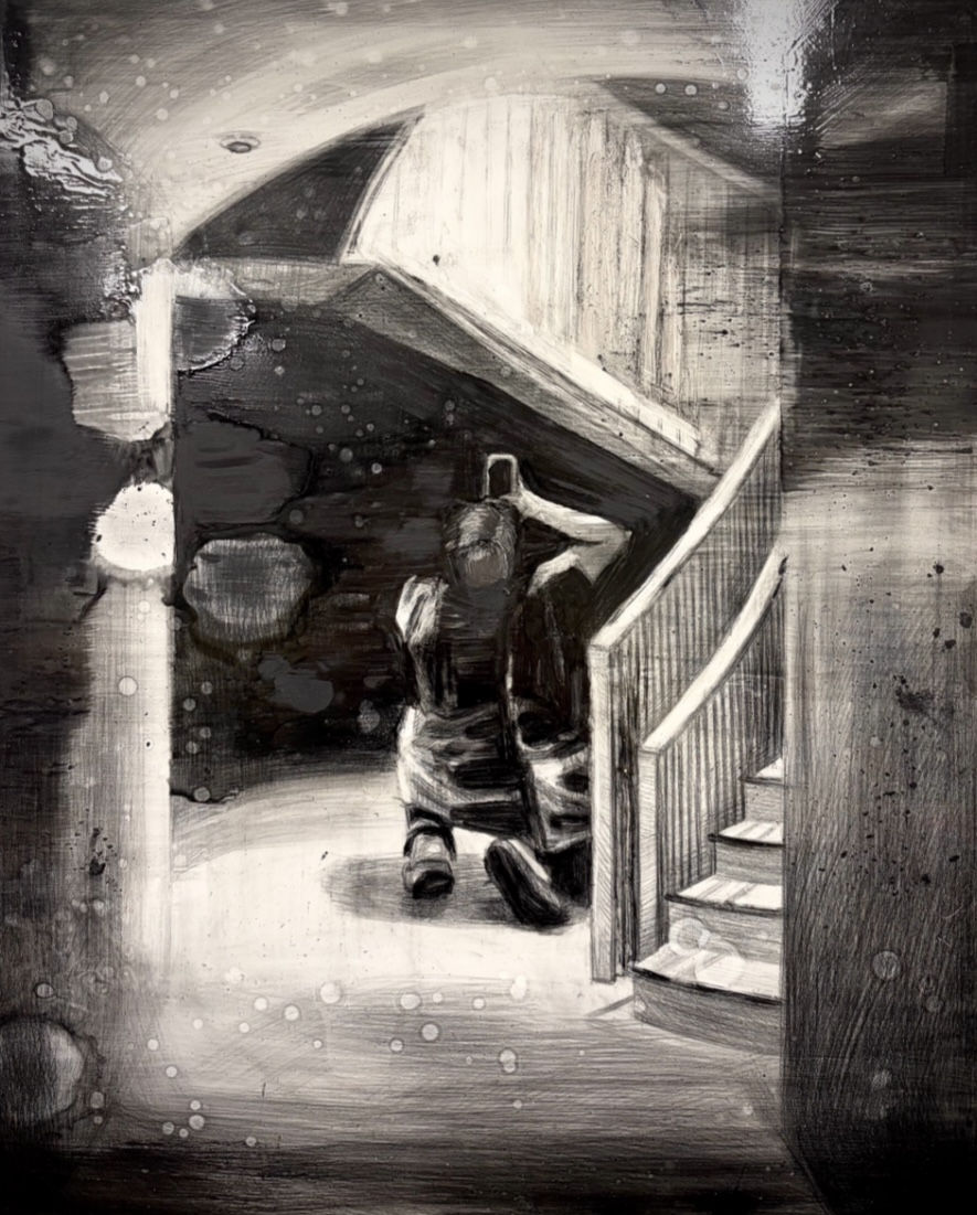 최지원 Jione Choi 고요히 함박눈 내리듯이 2025 50x40cm 나무 판넬 위에 흑연