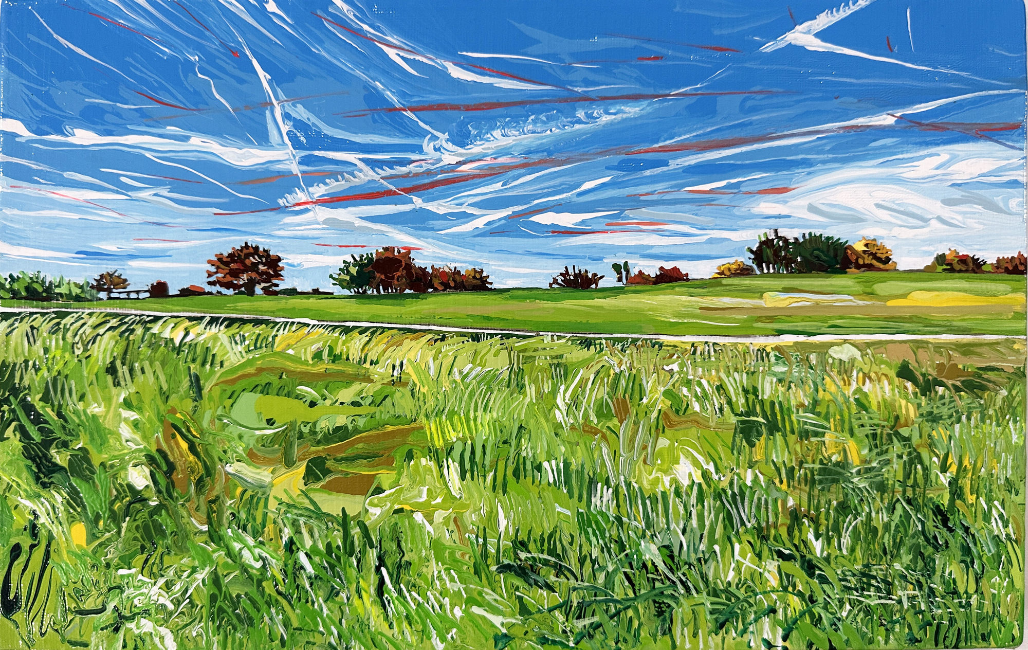 강유진 Oak spring garden 4 2024 21.2x33.4 cm Enamel and acrylic on canvas