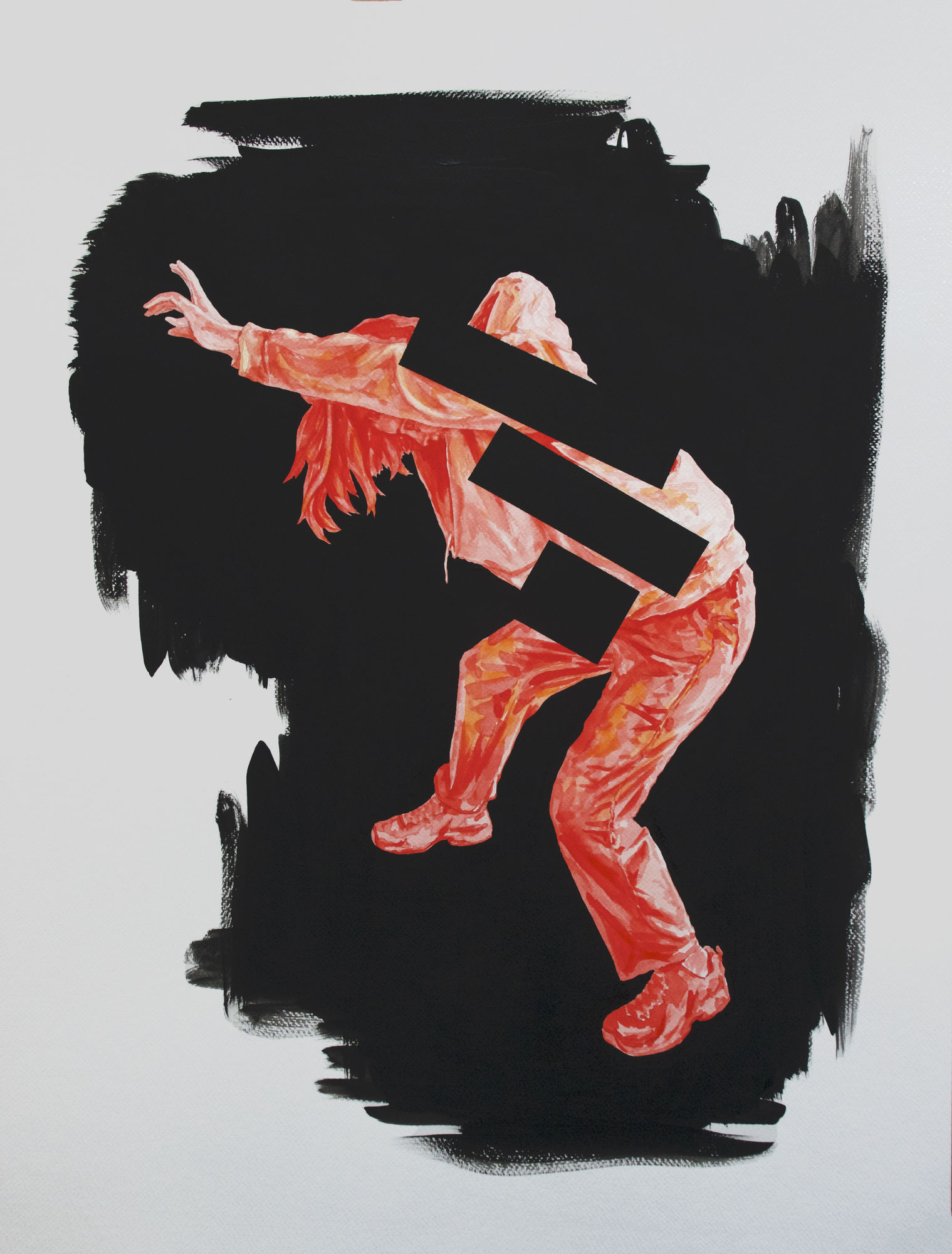 Evgeny Granilschikov, Untitled (Choreography III), 2023 Watercolour, acrylic on paper, framed 50 × 65 cm
