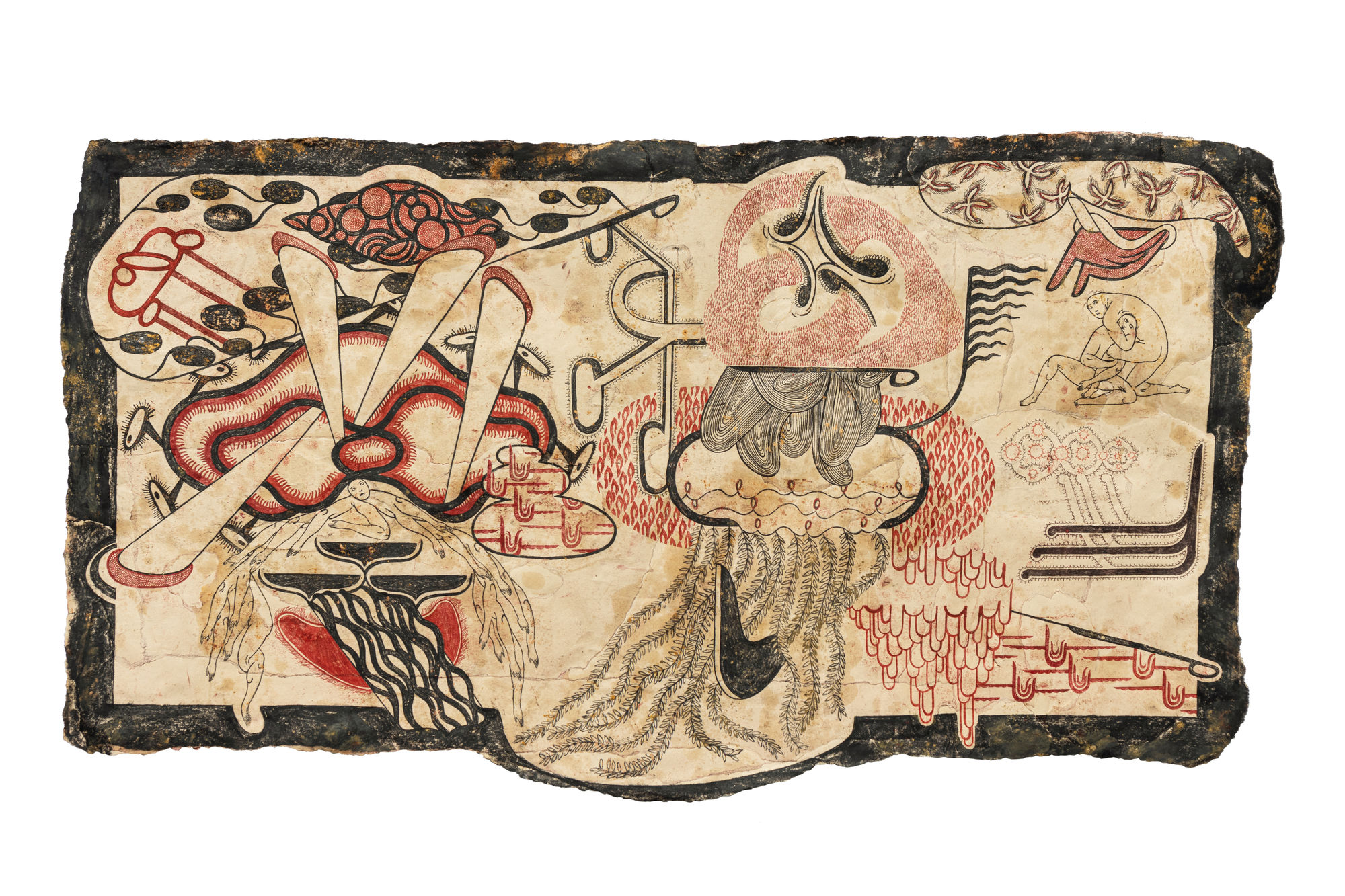 Simone Pellegrini, Ee lisselle, ©ENRICO BENEDETTELLI, COURTESY OF THE ARTIST, 2024 Mixed media on paper, 85 x 158 cm