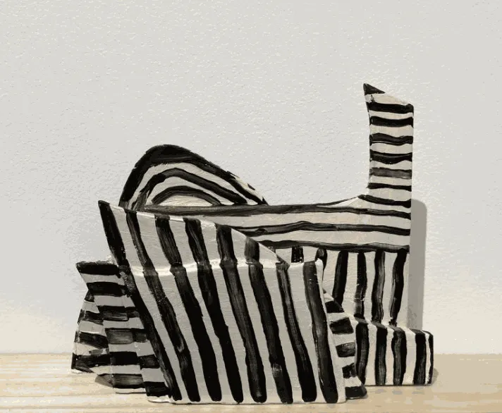 NANCY MURPHY SPICER Striped Sculpture, 2014 Acrylic on wood 7.5 x 9 x 2.175 inches