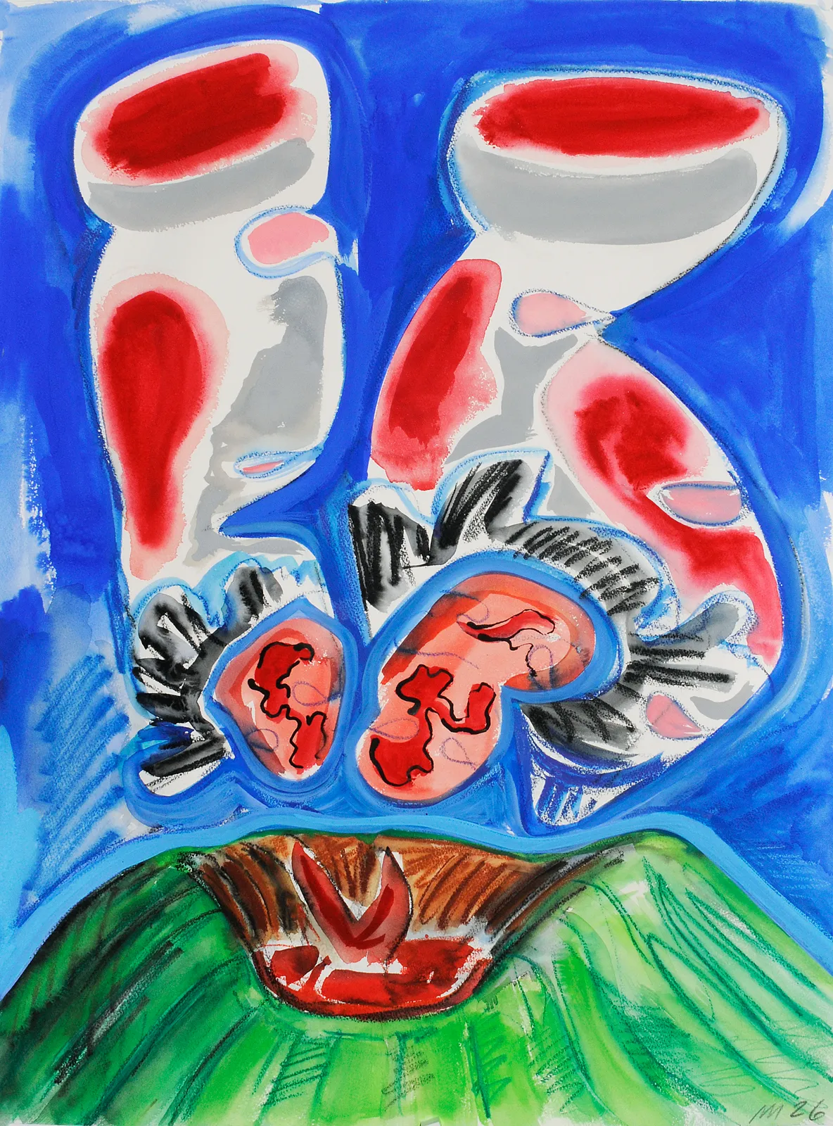 Volcano, Mixed Media on Paper, 30x23", 2026