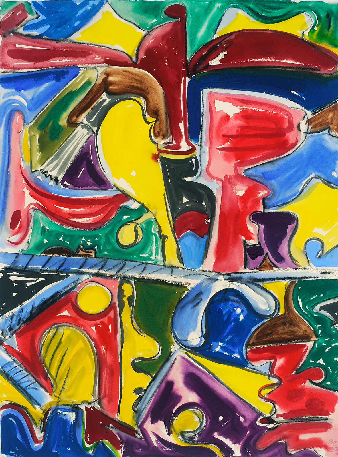 Untitled, Gouache and Watercolor Pencil on Paper, 30x22", 2023