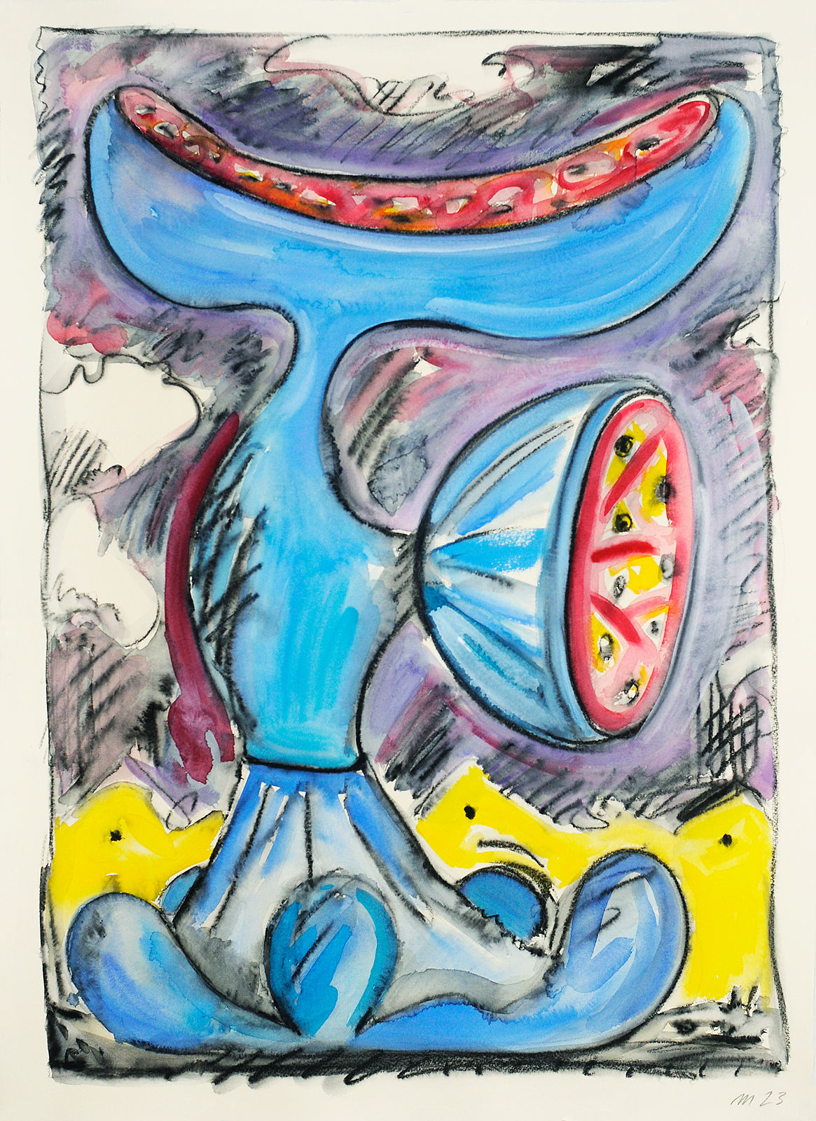 Yōkai, Crayon and Gouache on Paper, 30x22", 2023