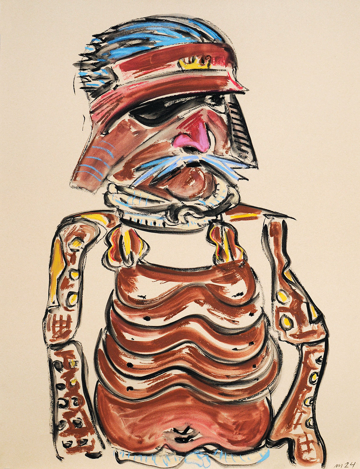 Samurai, Pastel on Paper, 27x21", 2024