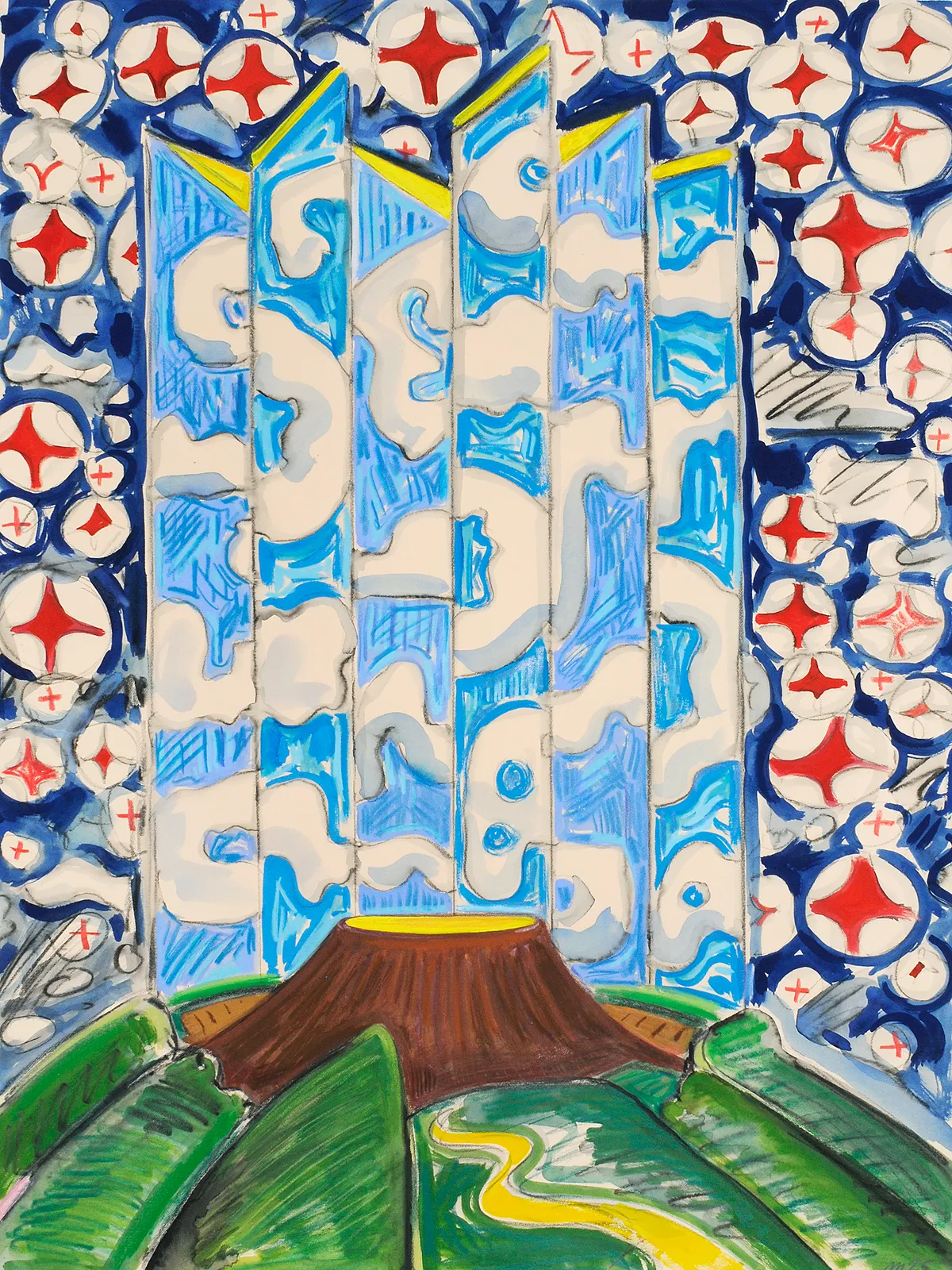 Memories of a Hokkaido Landscape, Crayon and Gouache on Paper, 30x22", 2025