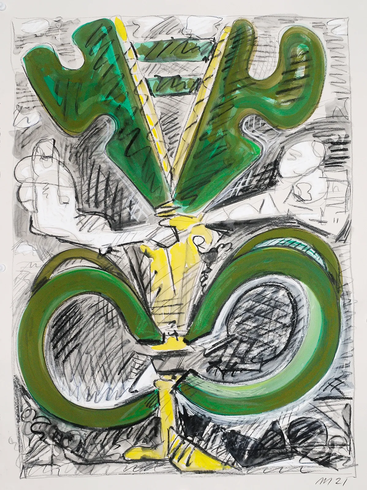 Obake, Crayon and Gouache on Paper, 30x22", 2021